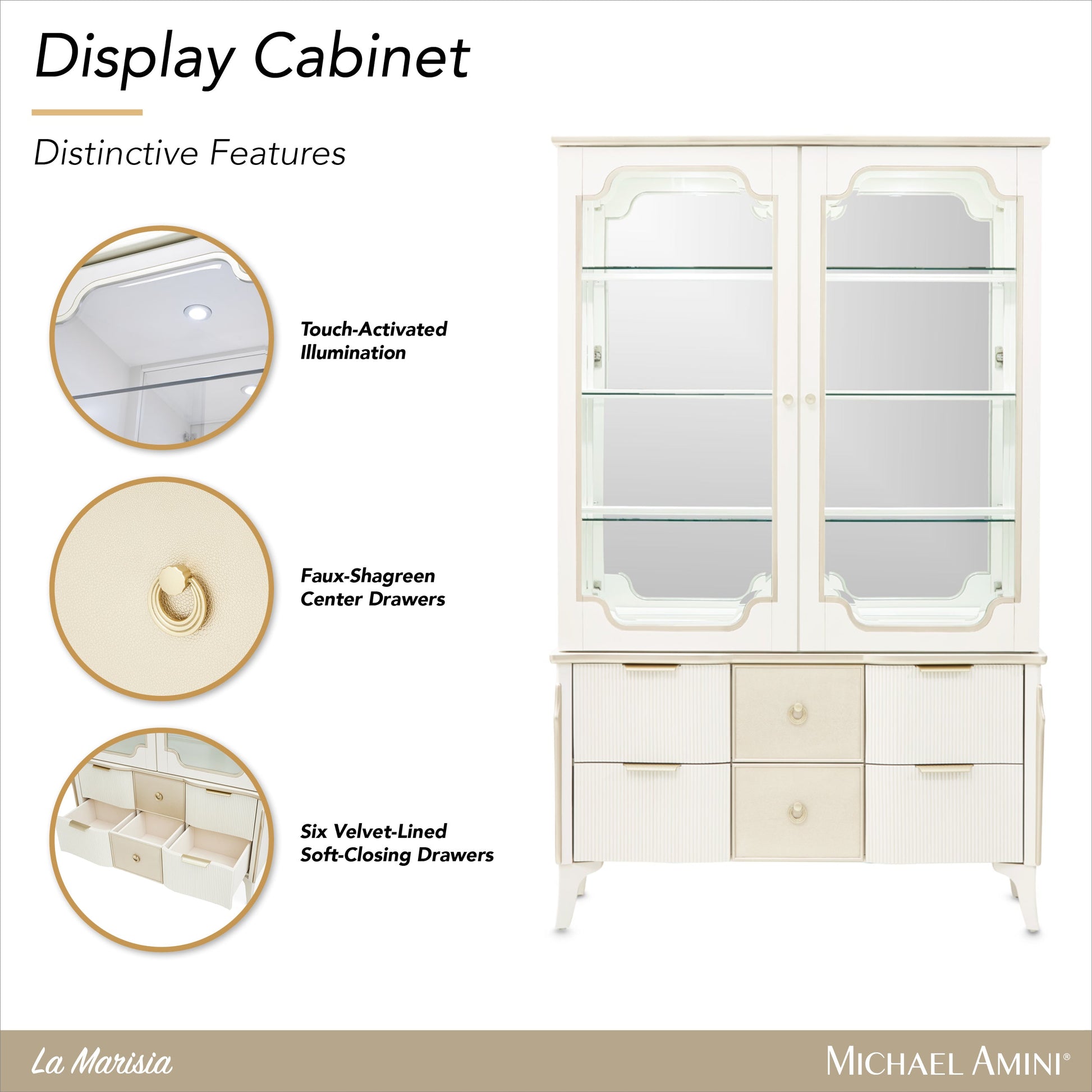 La Marisia Creamy Pearl Display Cabinet - Ornate Home