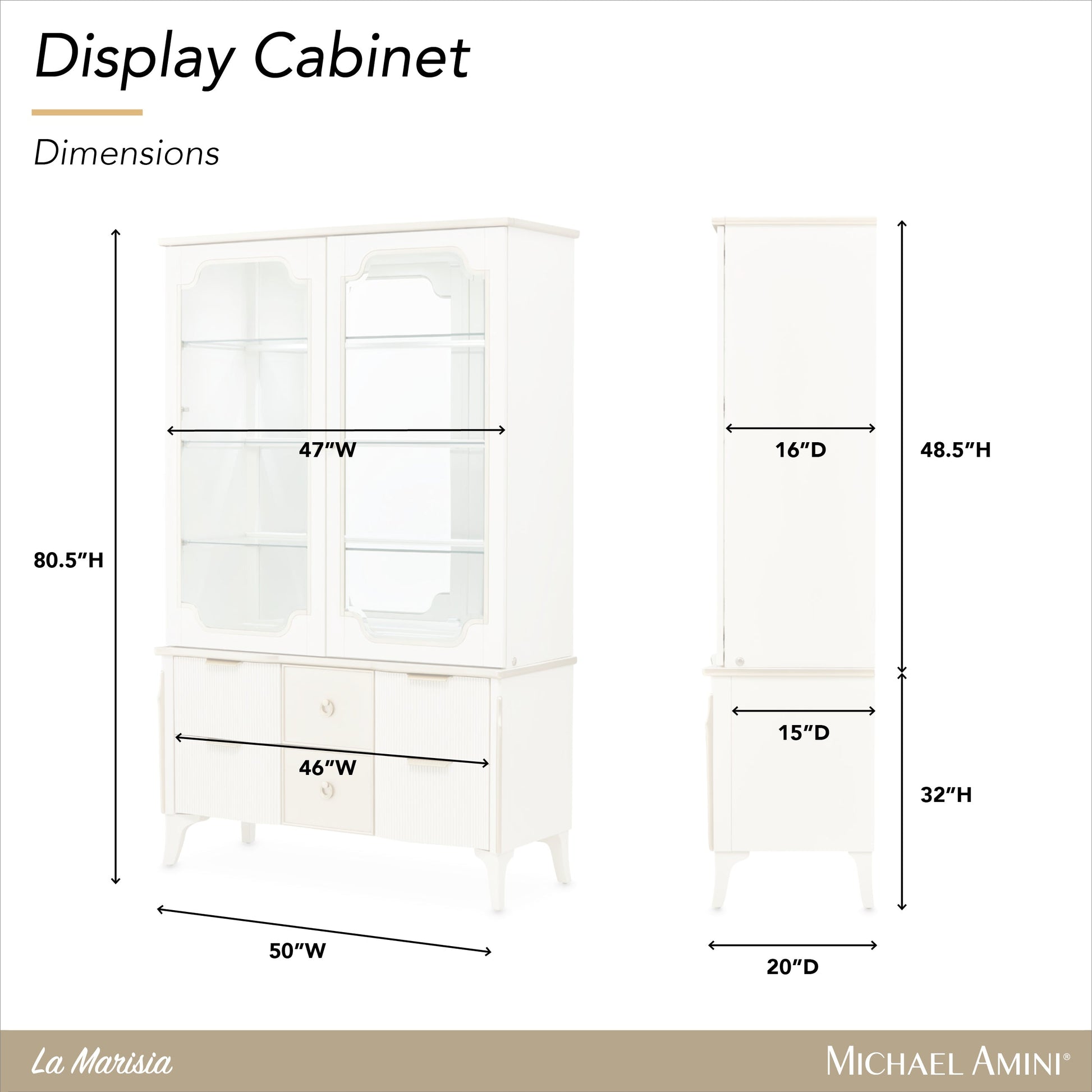 La Marisia Creamy Pearl Display Cabinet - Ornate Home