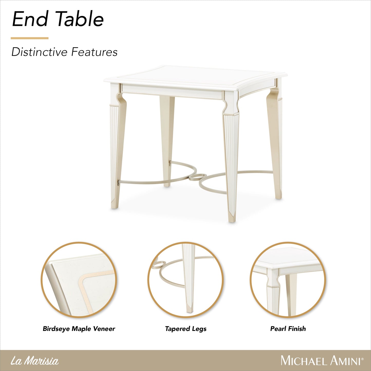 La Marisia Creamy Pearl End Table - Ornate Home