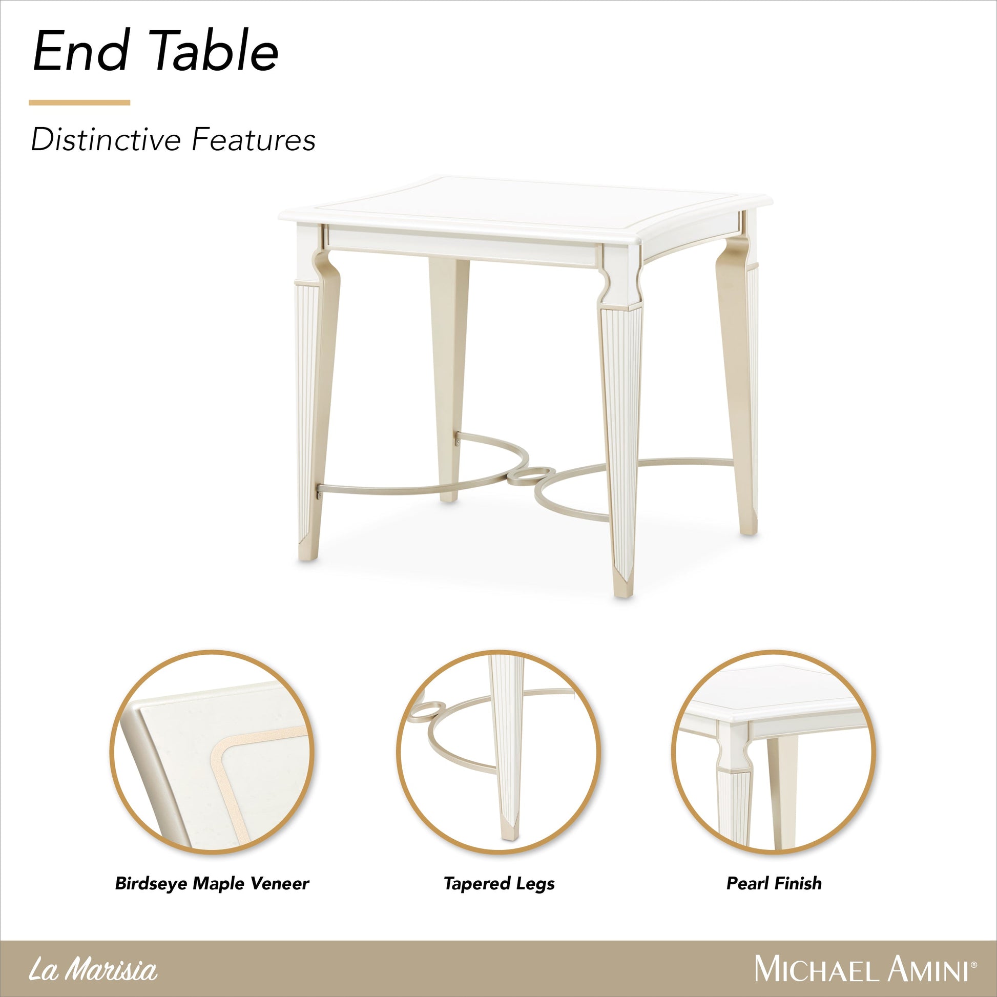 La Marisia Creamy Pearl End Table - Ornate Home
