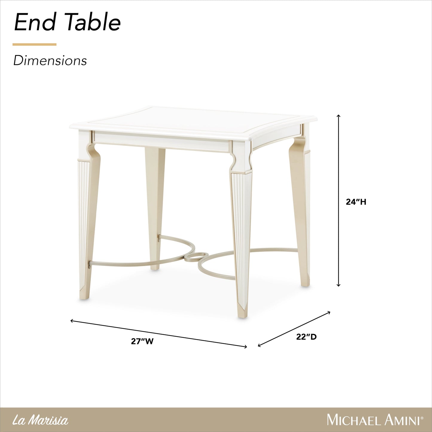 La Marisia Creamy Pearl End Table - Ornate Home