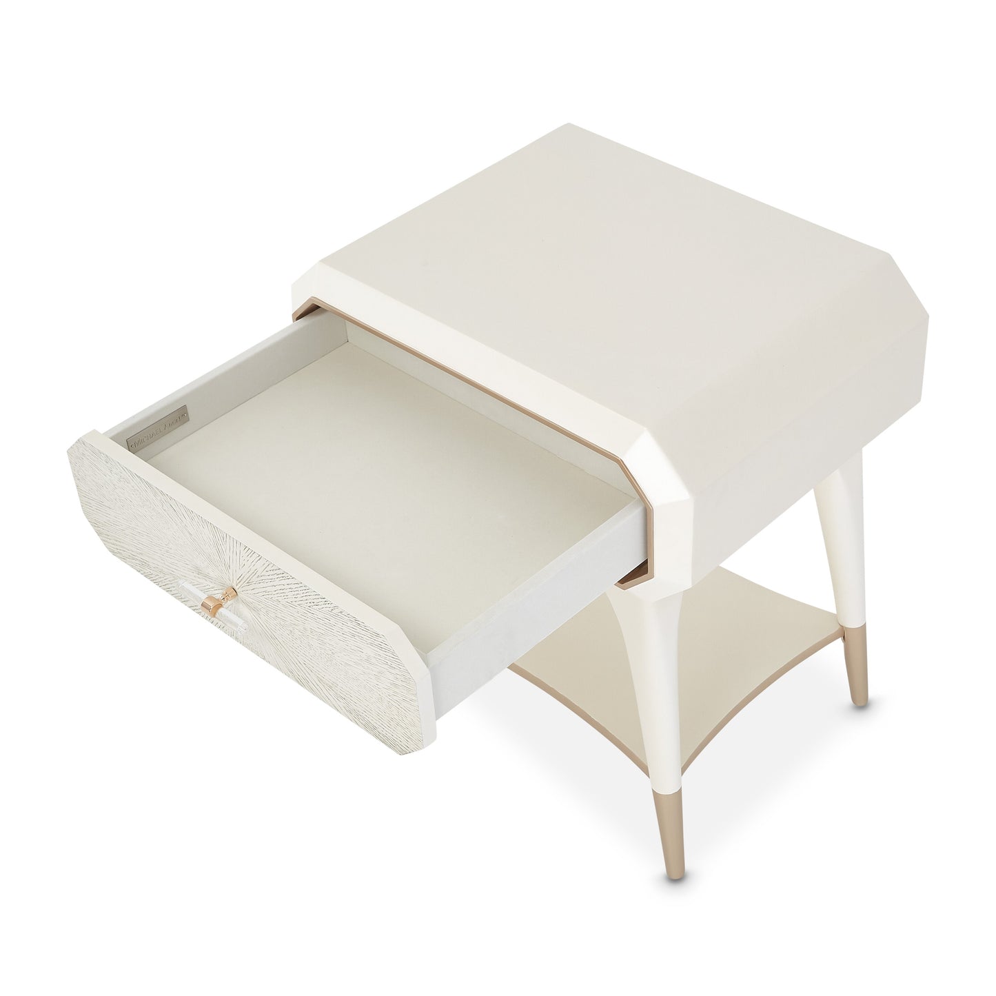 La Rachelle Medium Champagne 1-Drawer Nightstand - Ornate Home