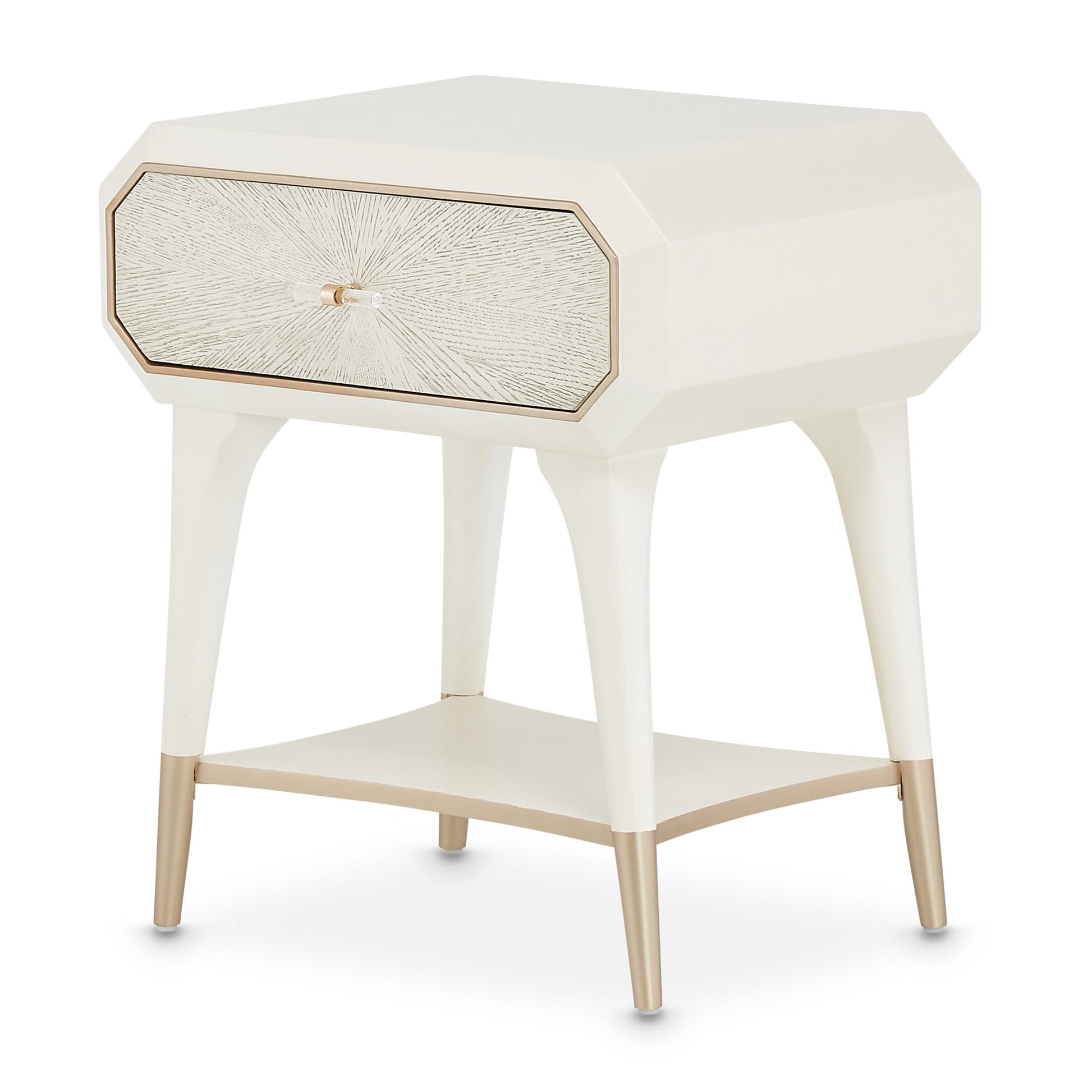 La Rachelle Medium Champagne 1-Drawer Nightstand - Ornate Home