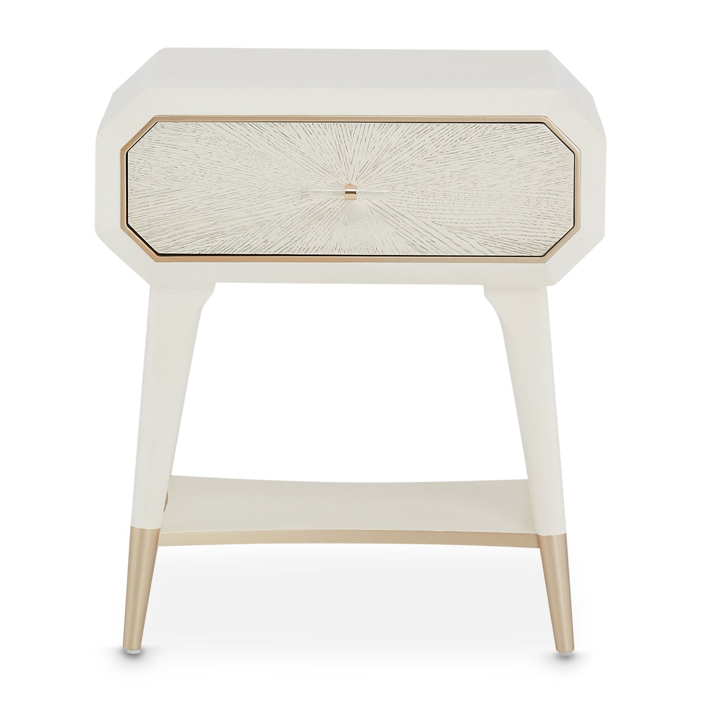 La Rachelle Medium Champagne 1-Drawer Nightstand - Ornate Home