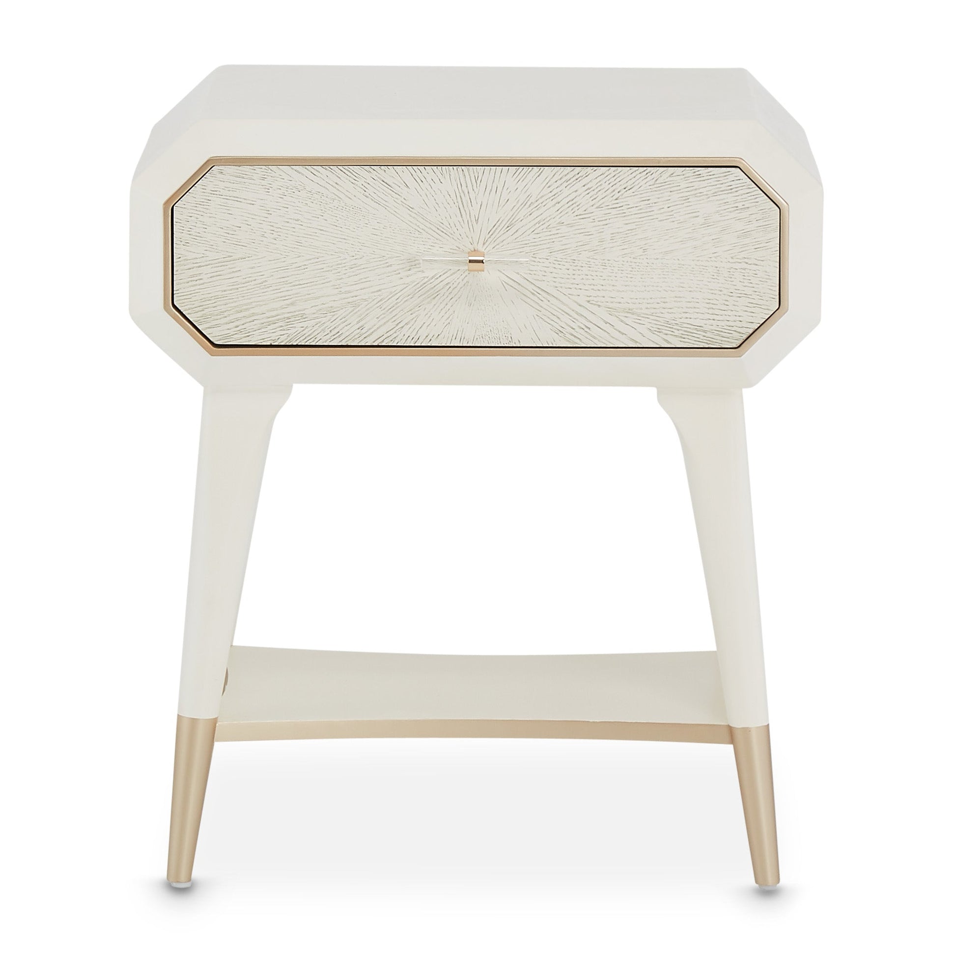 La Rachelle Medium Champagne 1-Drawer Nightstand - Ornate Home