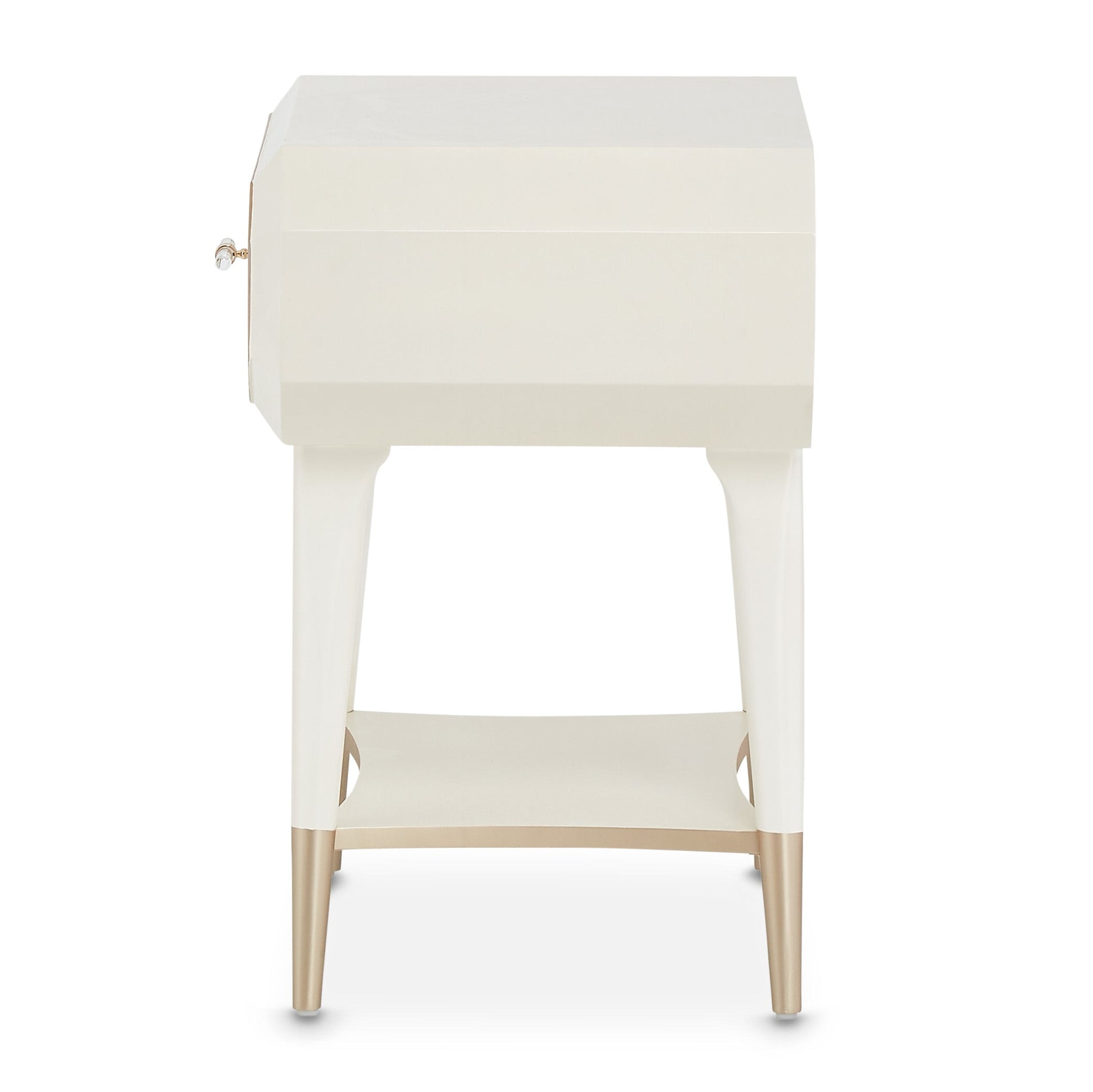 La Rachelle Medium Champagne 1-Drawer Nightstand - Ornate Home
