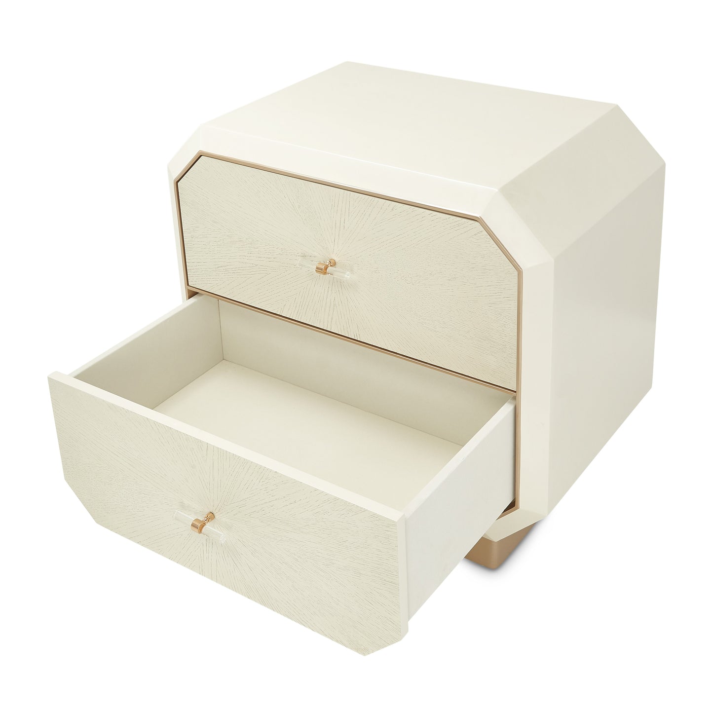 La Rachelle Medium Champagne 2-Drawer Nightstand - Ornate Home