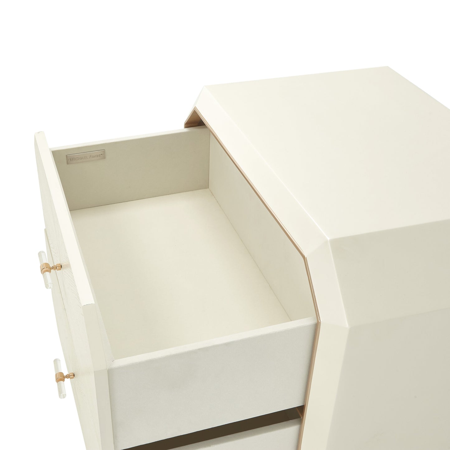 La Rachelle Medium Champagne 2-Drawer Nightstand - Ornate Home