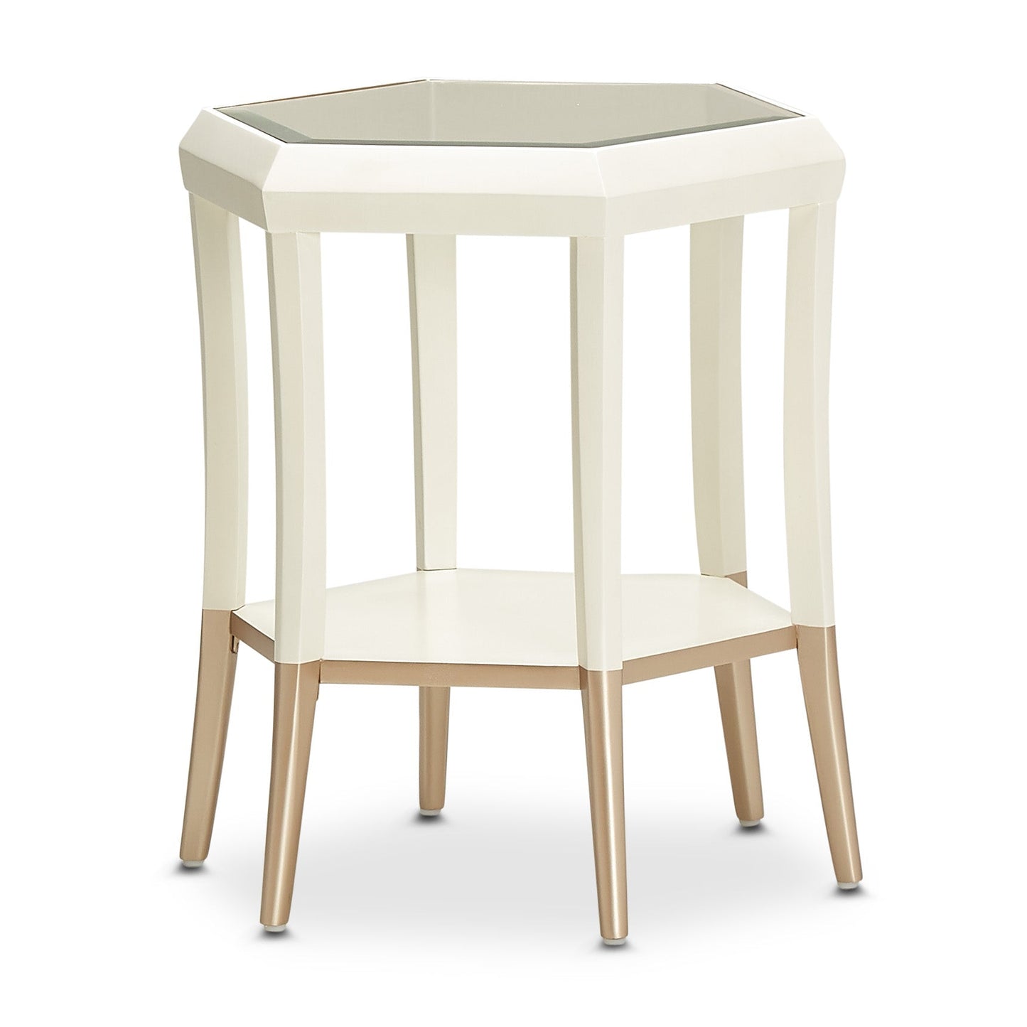 La Rachelle Medium Champagne Hexagon Accent Table - Ornate Home