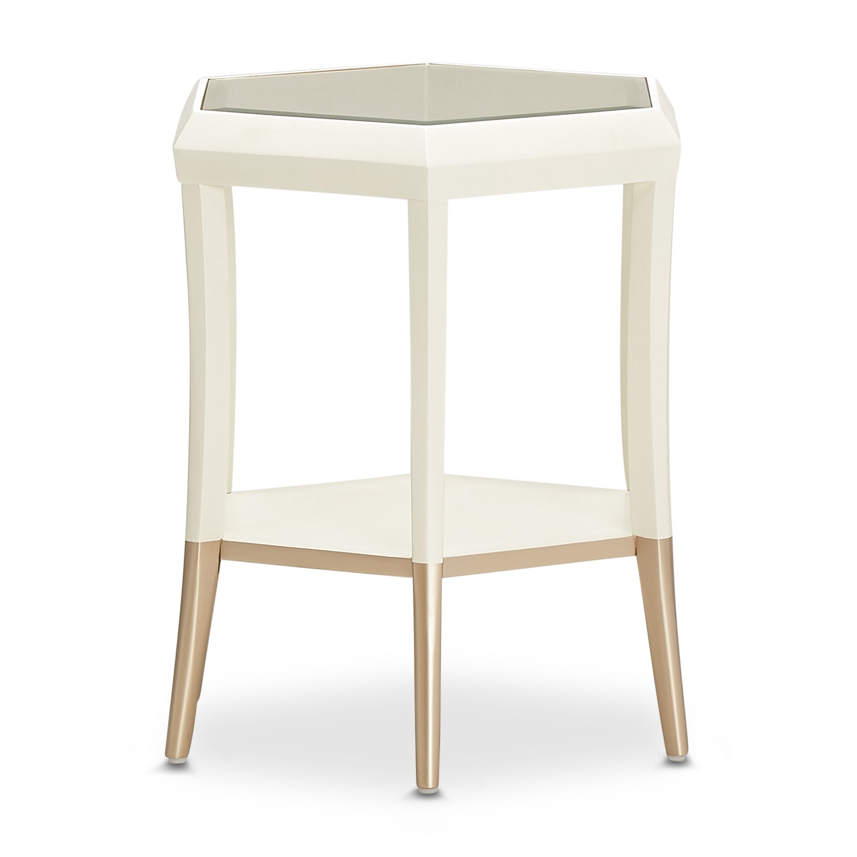 La Rachelle Medium Champagne Hexagon Accent Table - Ornate Home
