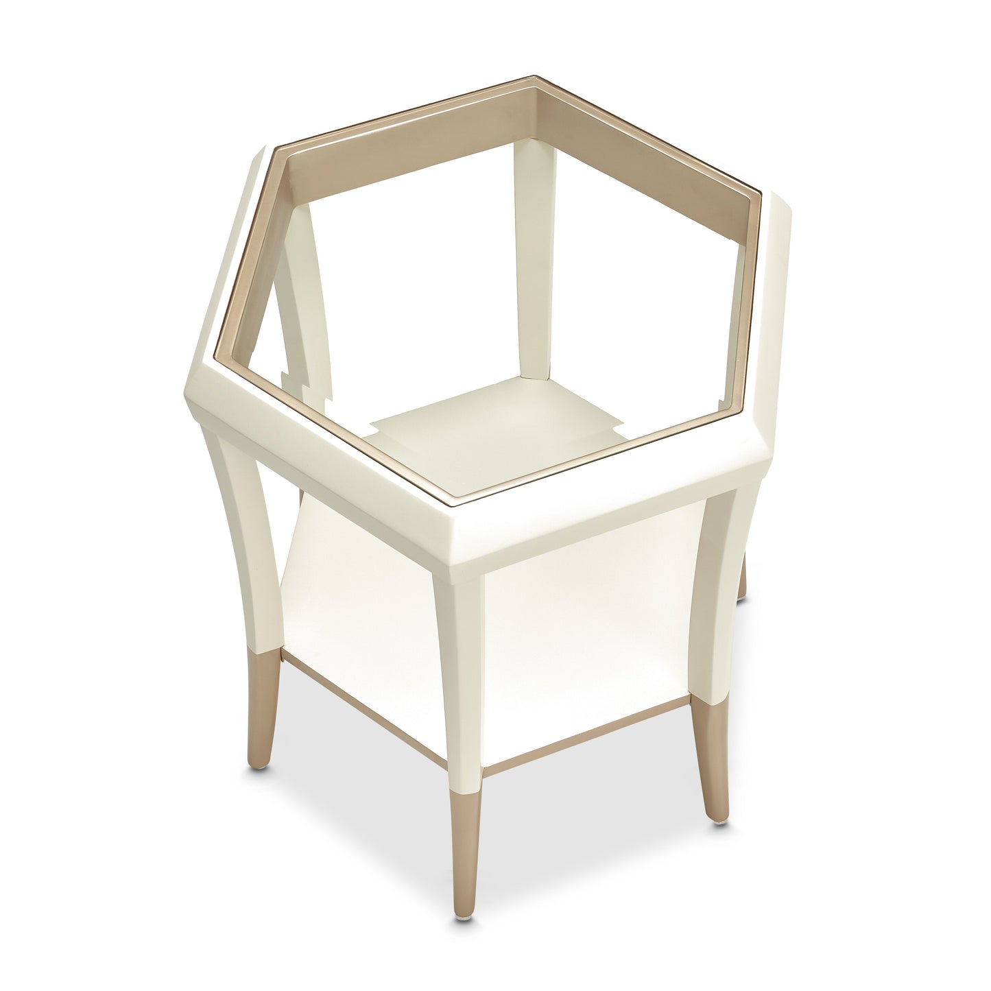 La Rachelle Medium Champagne Hexagon Accent Table - Ornate Home