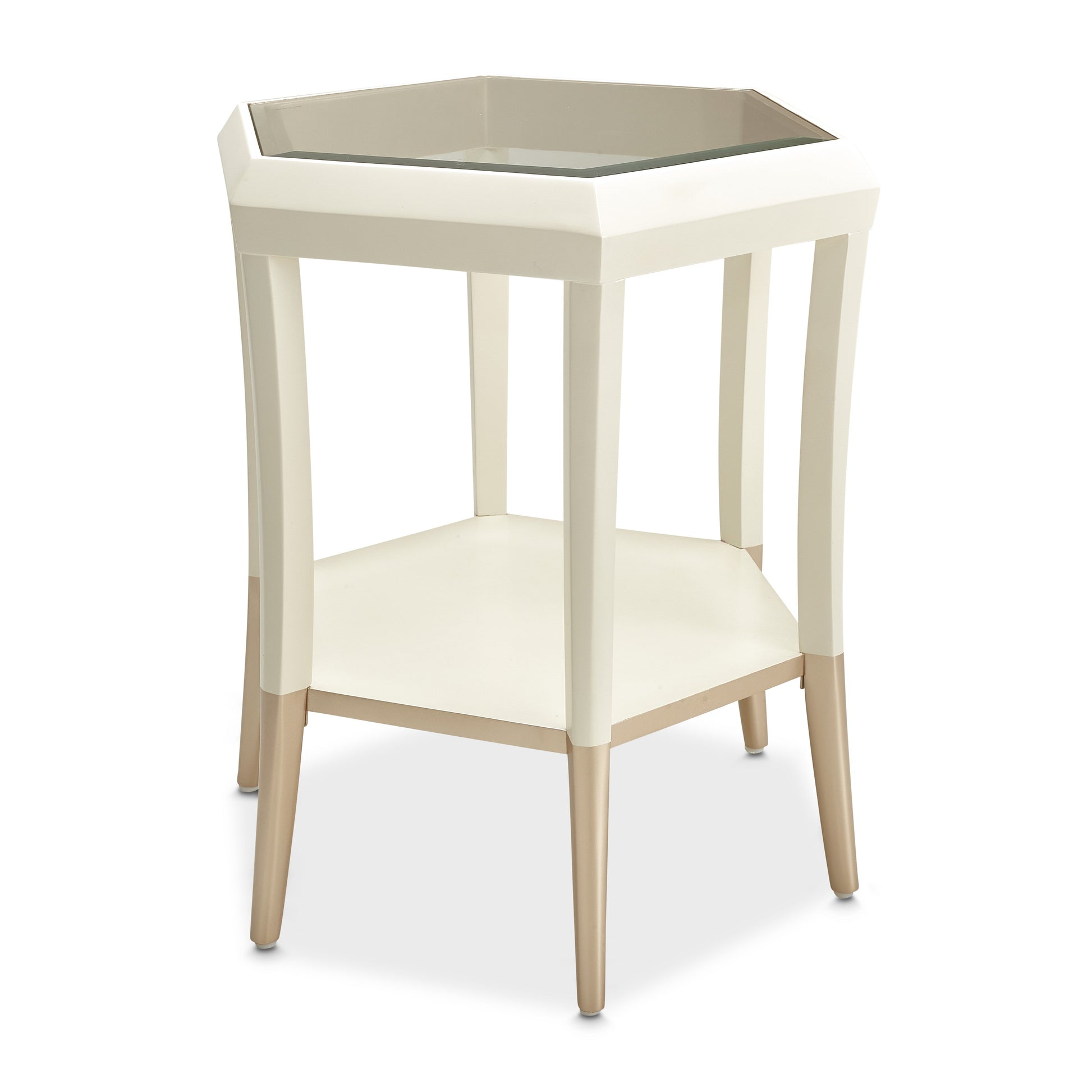 La Rachelle Medium Champagne Hexagon Accent Table - Ornate Home