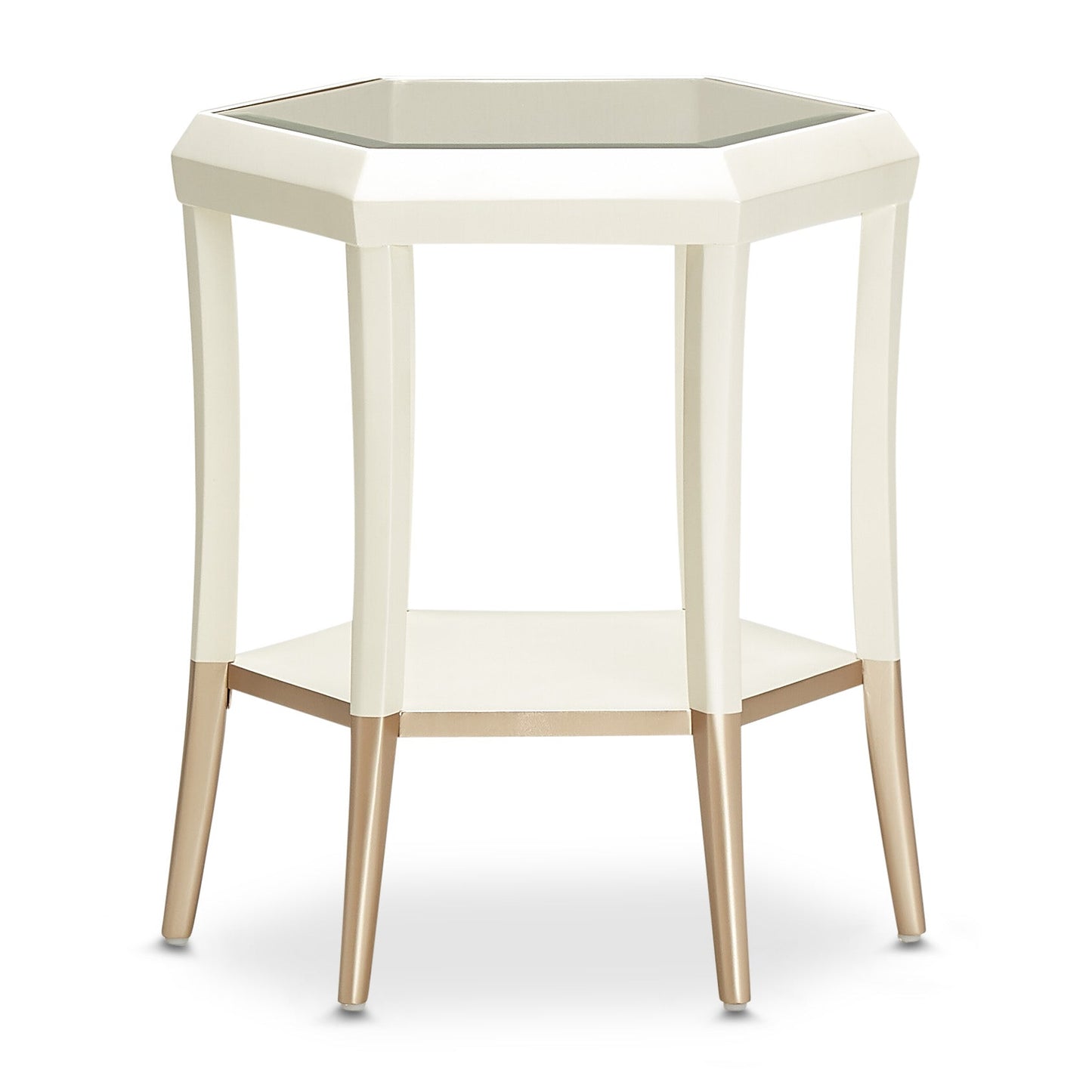 La Rachelle Medium Champagne Hexagon Accent Table - Ornate Home