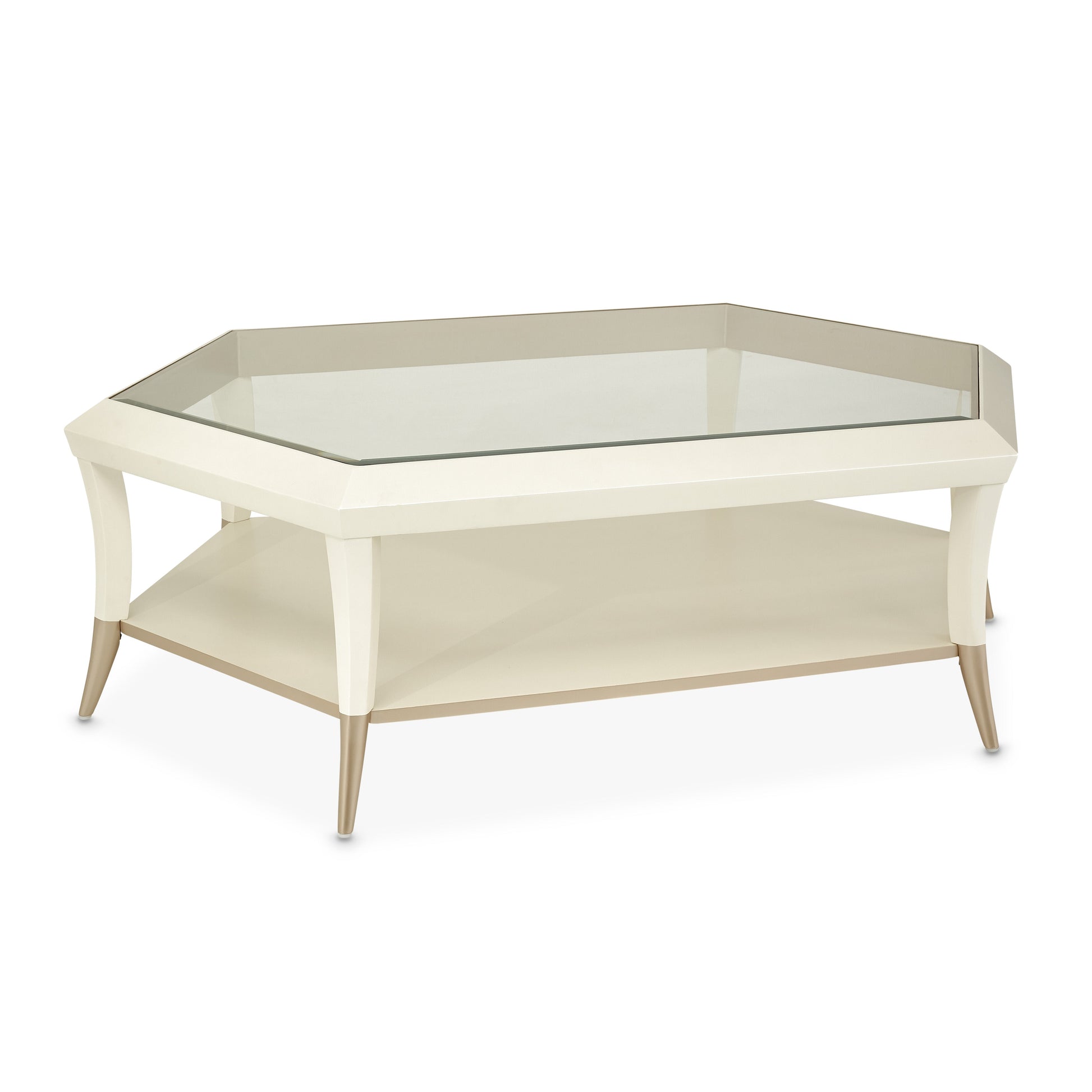 La Rachelle Medium Champagne Hexagon Cocktail Table - Ornate Home