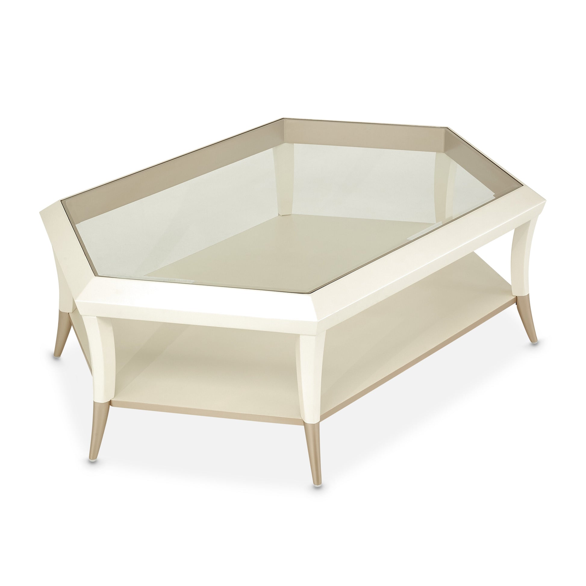 La Rachelle Medium Champagne Hexagon Cocktail Table - Ornate Home
