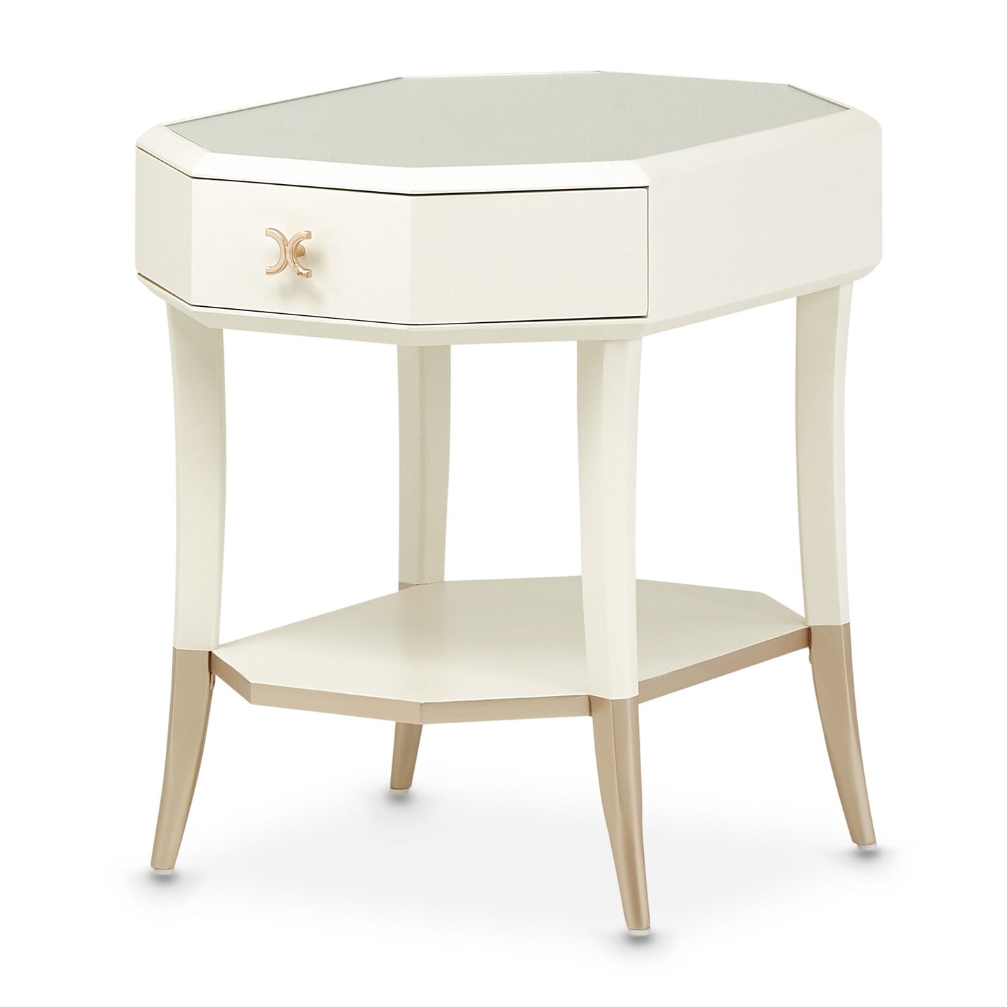 La Rachelle Medium Champagne Octagonal End Table - Ornate Home