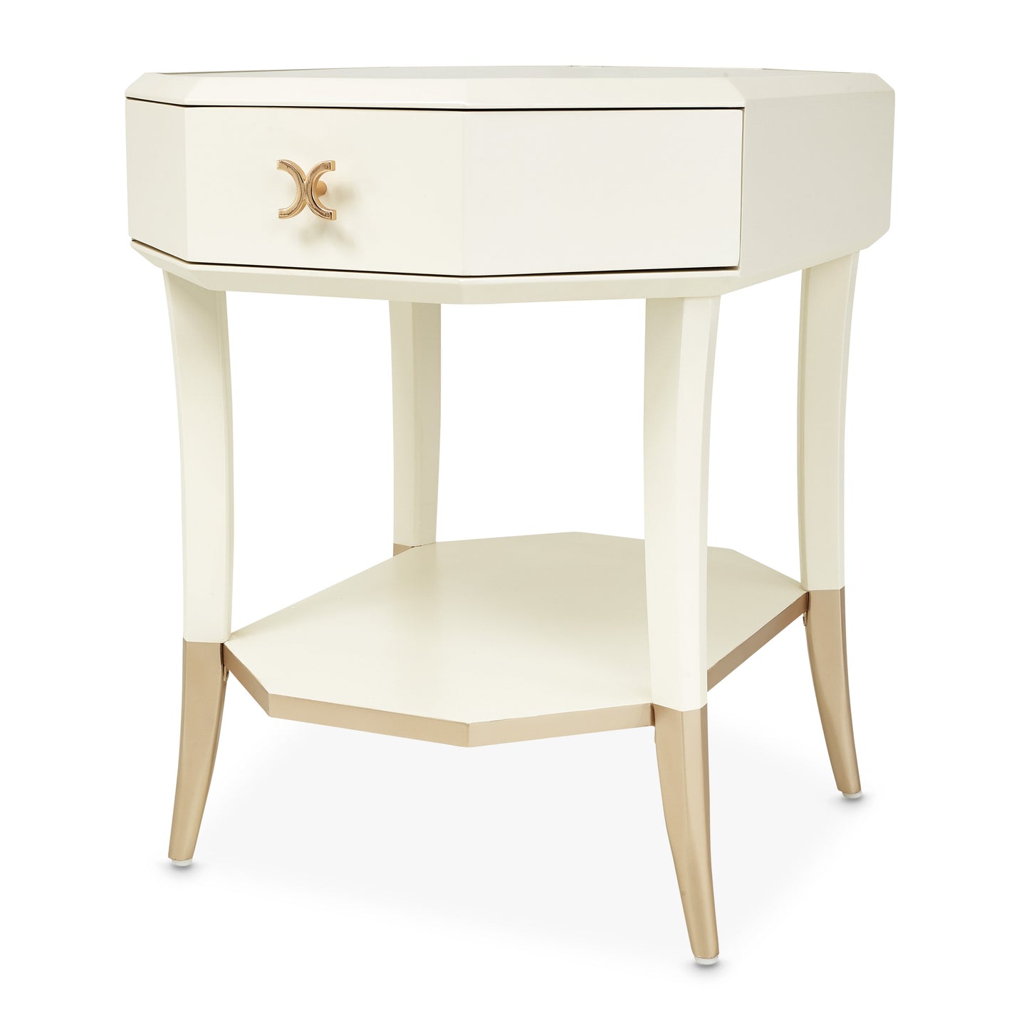 La Rachelle Medium Champagne Octagonal End Table - Ornate Home