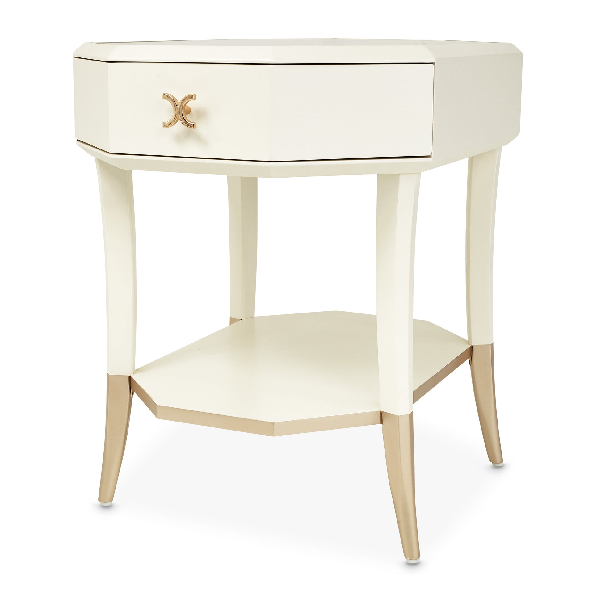 La Rachelle Medium Champagne Octagonal End Table - Ornate Home