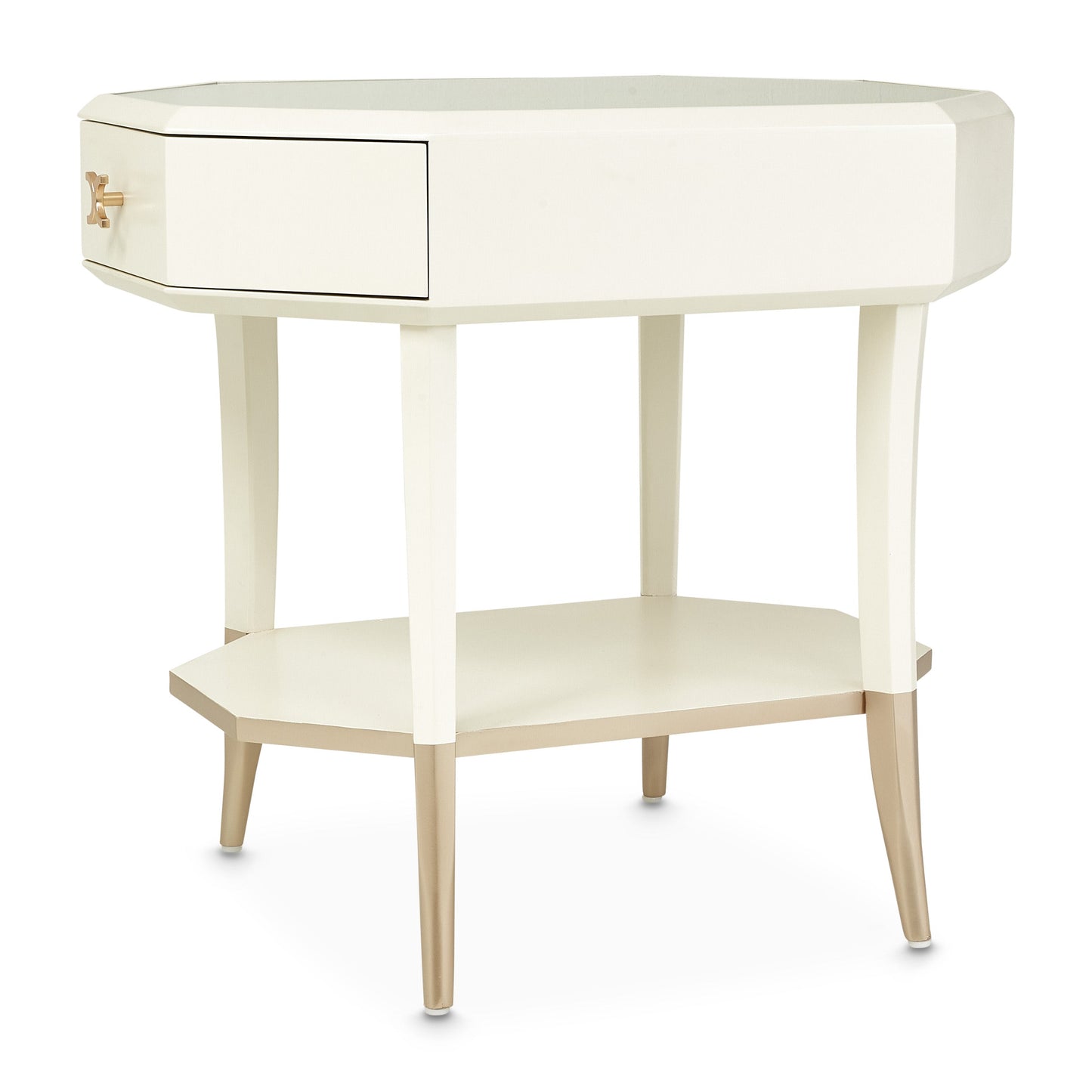 La Rachelle Medium Champagne Octagonal End Table - Ornate Home