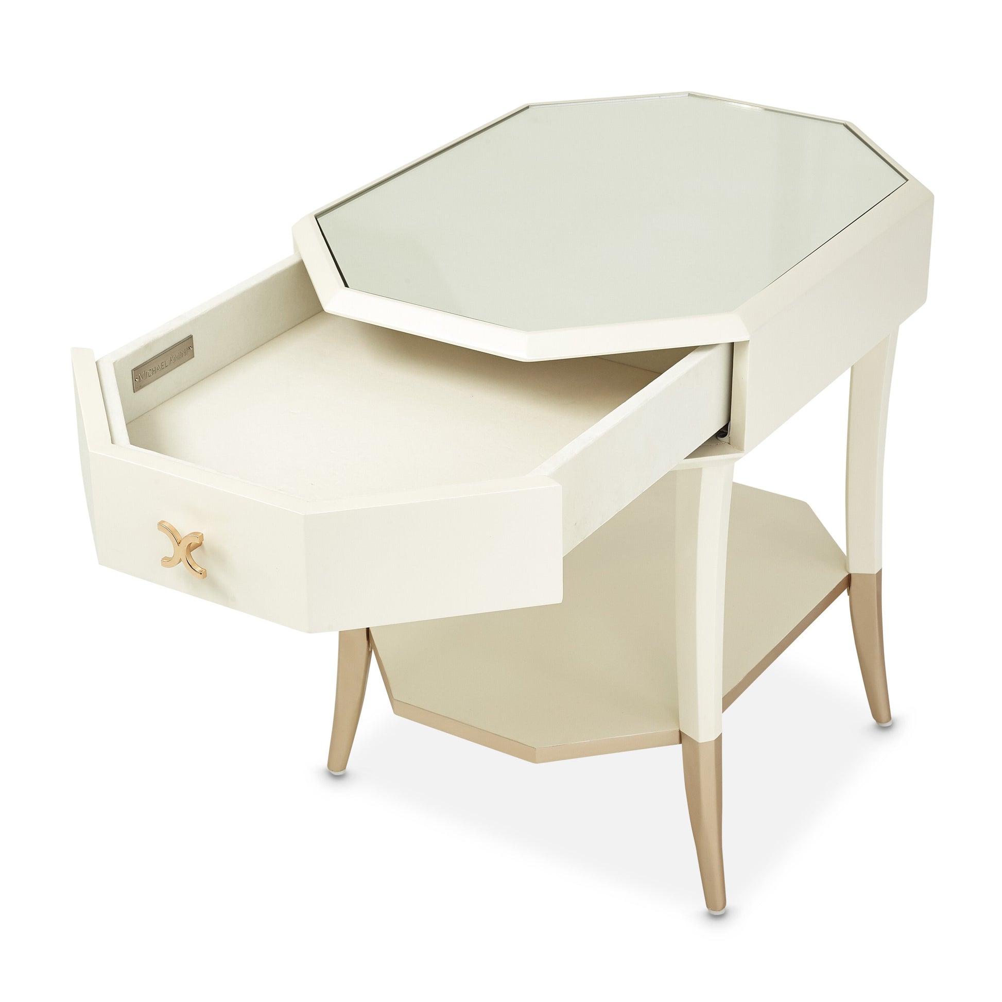 La Rachelle Medium Champagne Octagonal End Table - Ornate Home