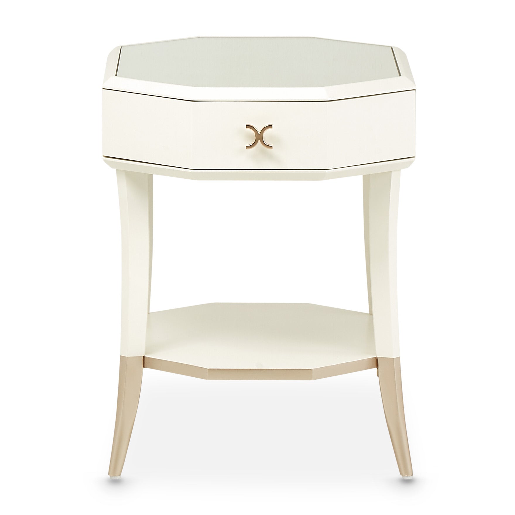 La Rachelle Medium Champagne Octagonal End Table - Ornate Home