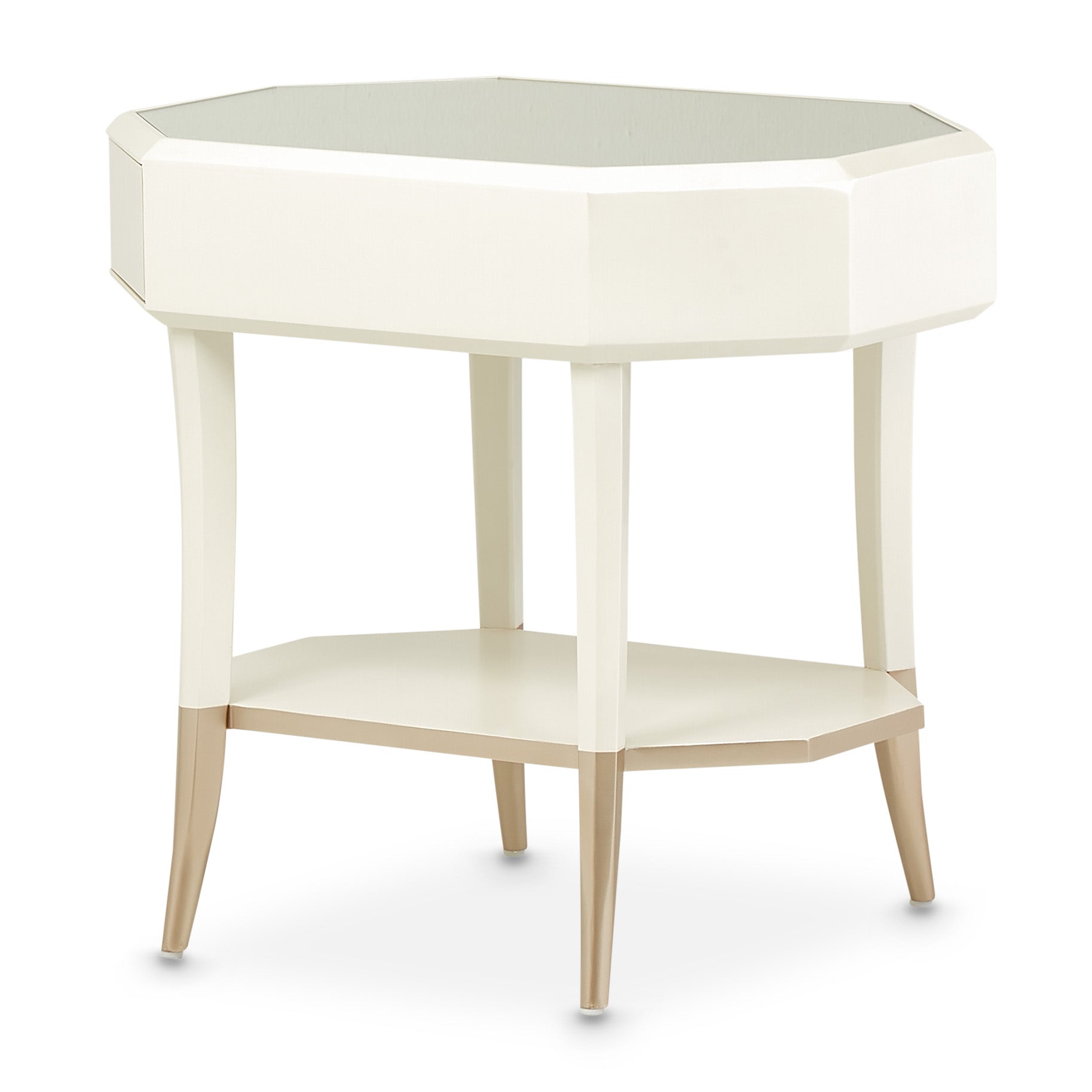 La Rachelle Medium Champagne Octagonal End Table - Ornate Home