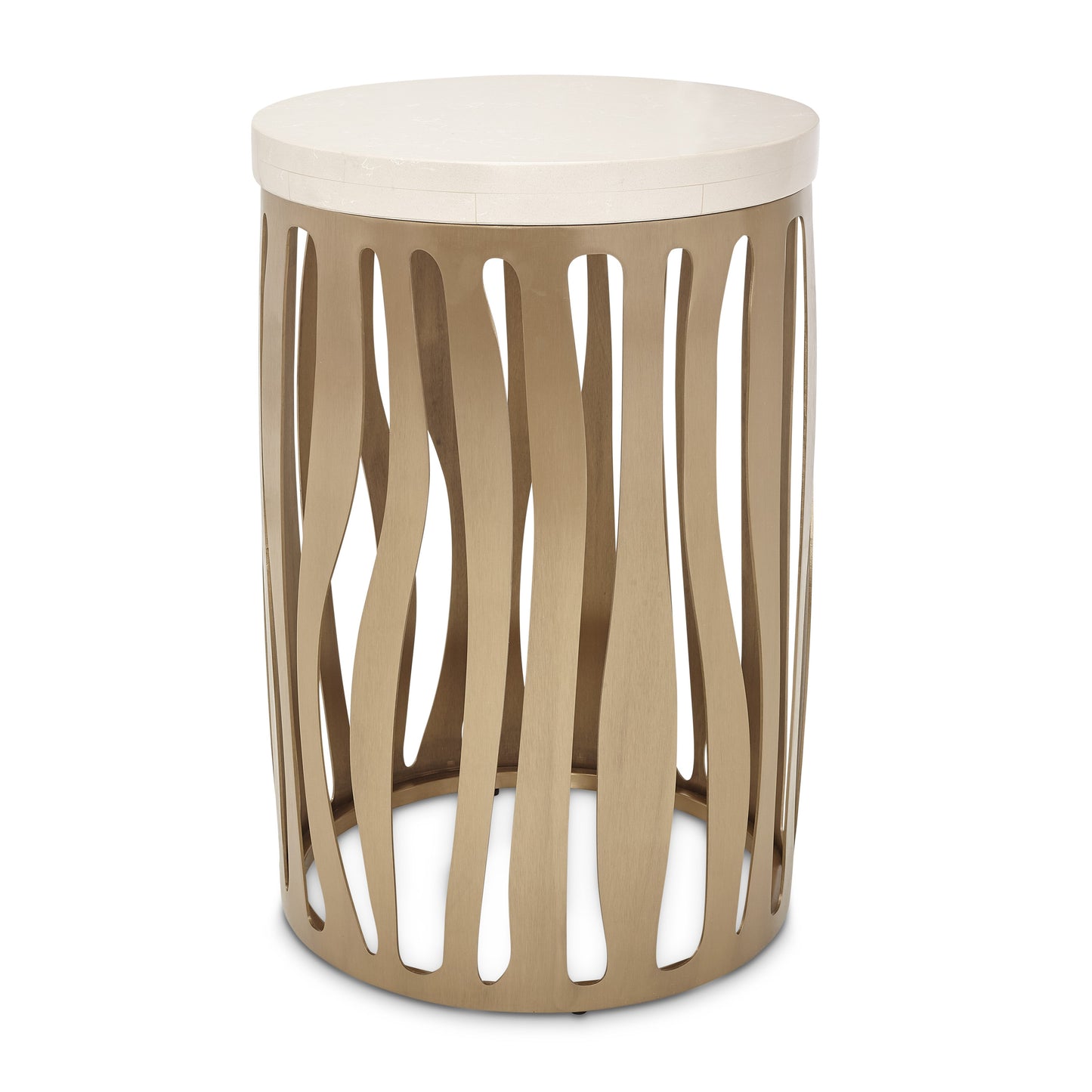 La Rachelle Medium Champagne Round Chairside Table - Ornate Home