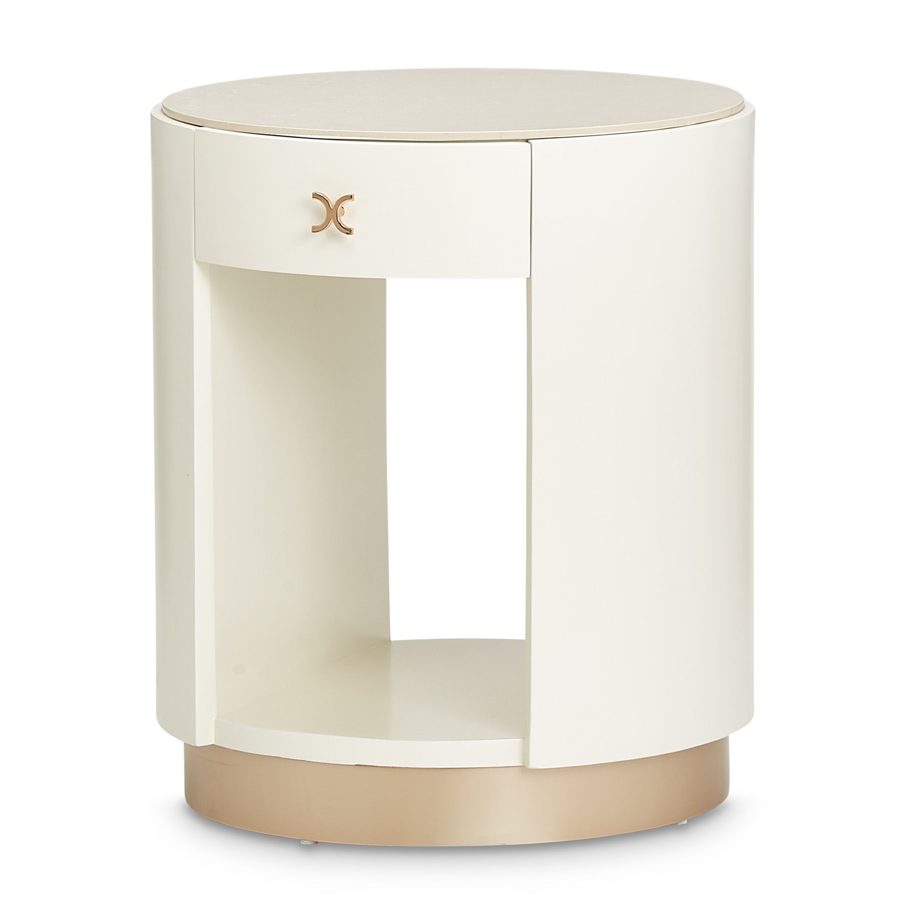 La Rachelle Medium Champagne Round End Table - Ornate Home