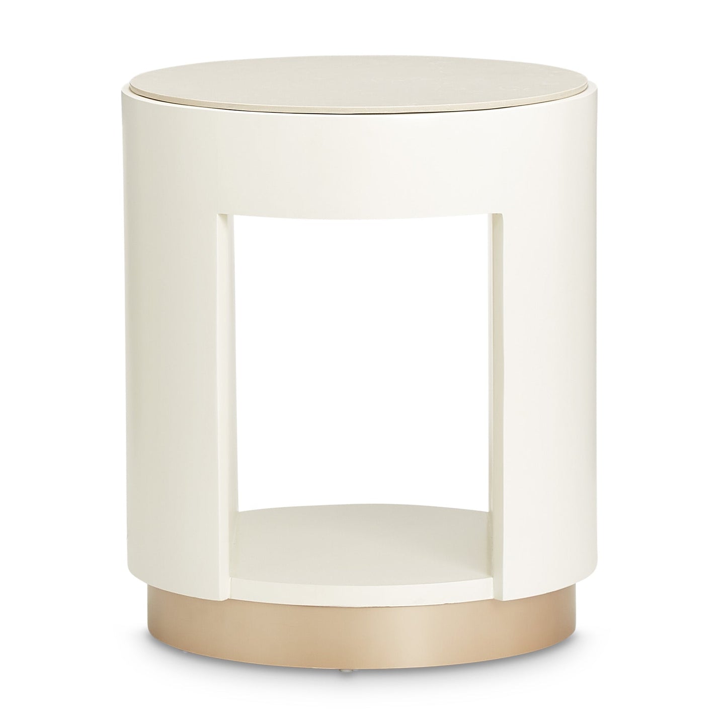 La Rachelle Medium Champagne Round End Table - Ornate Home