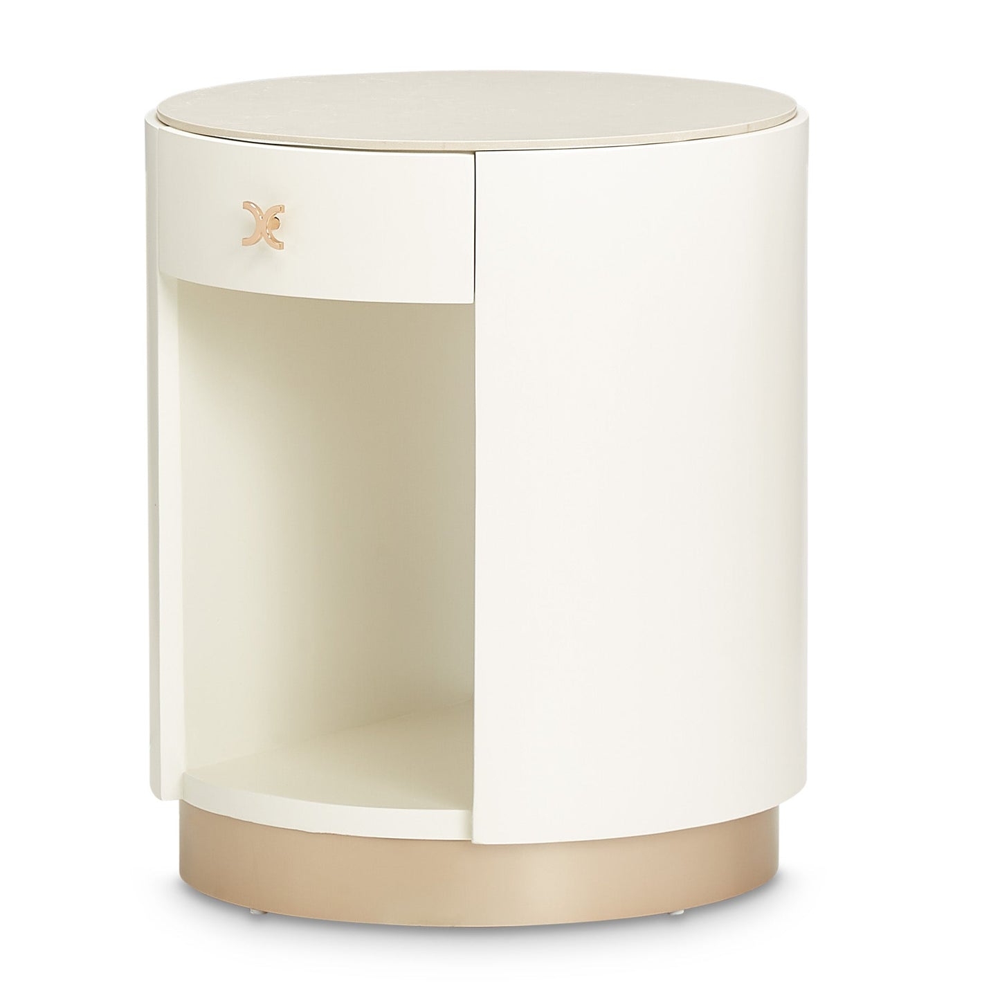 La Rachelle Medium Champagne Round End Table - Ornate Home