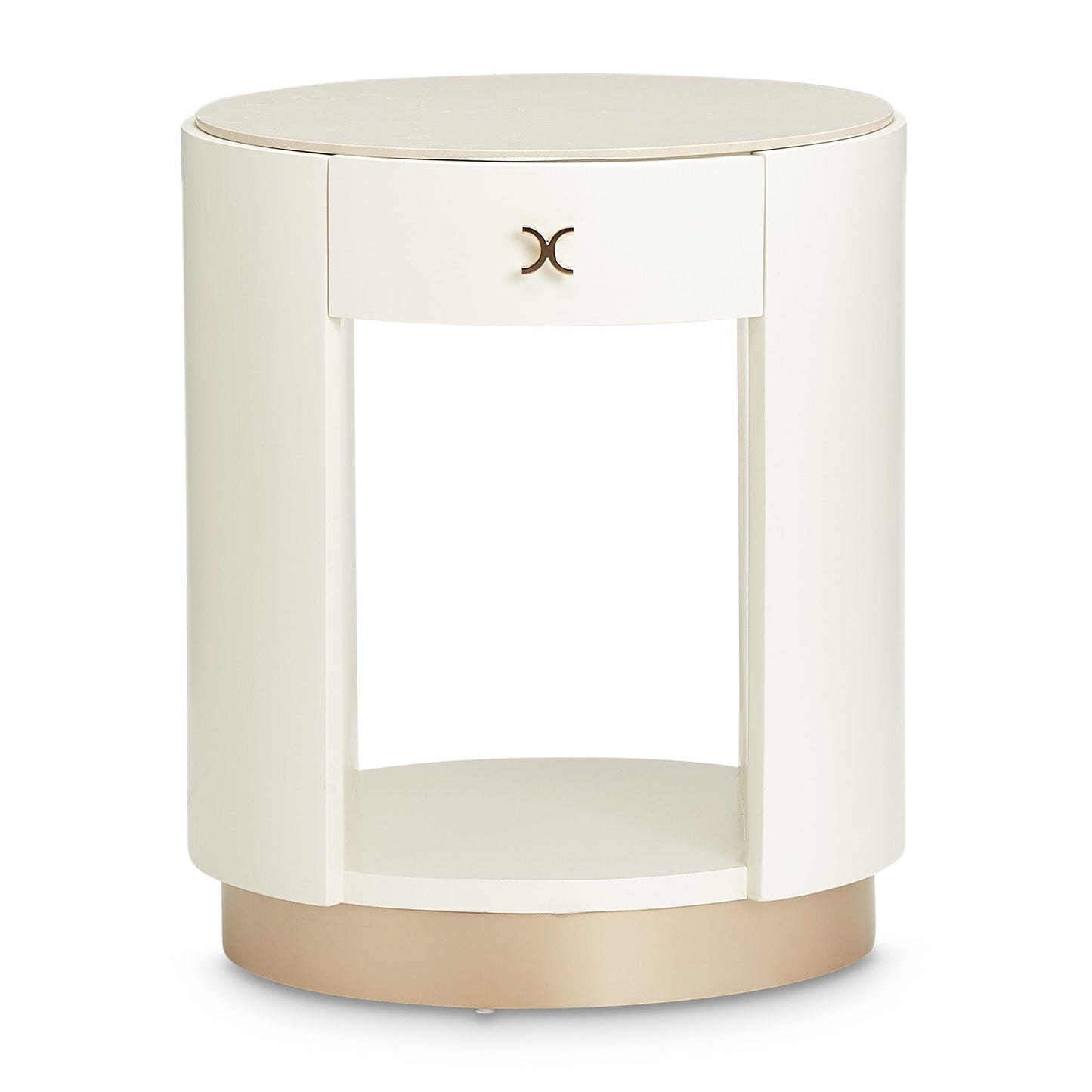 La Rachelle Medium Champagne Round End Table - Ornate Home