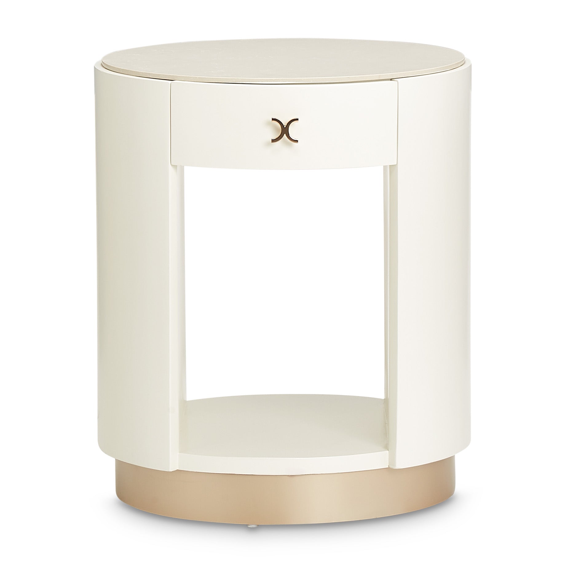 La Rachelle Medium Champagne Round End Table - Ornate Home