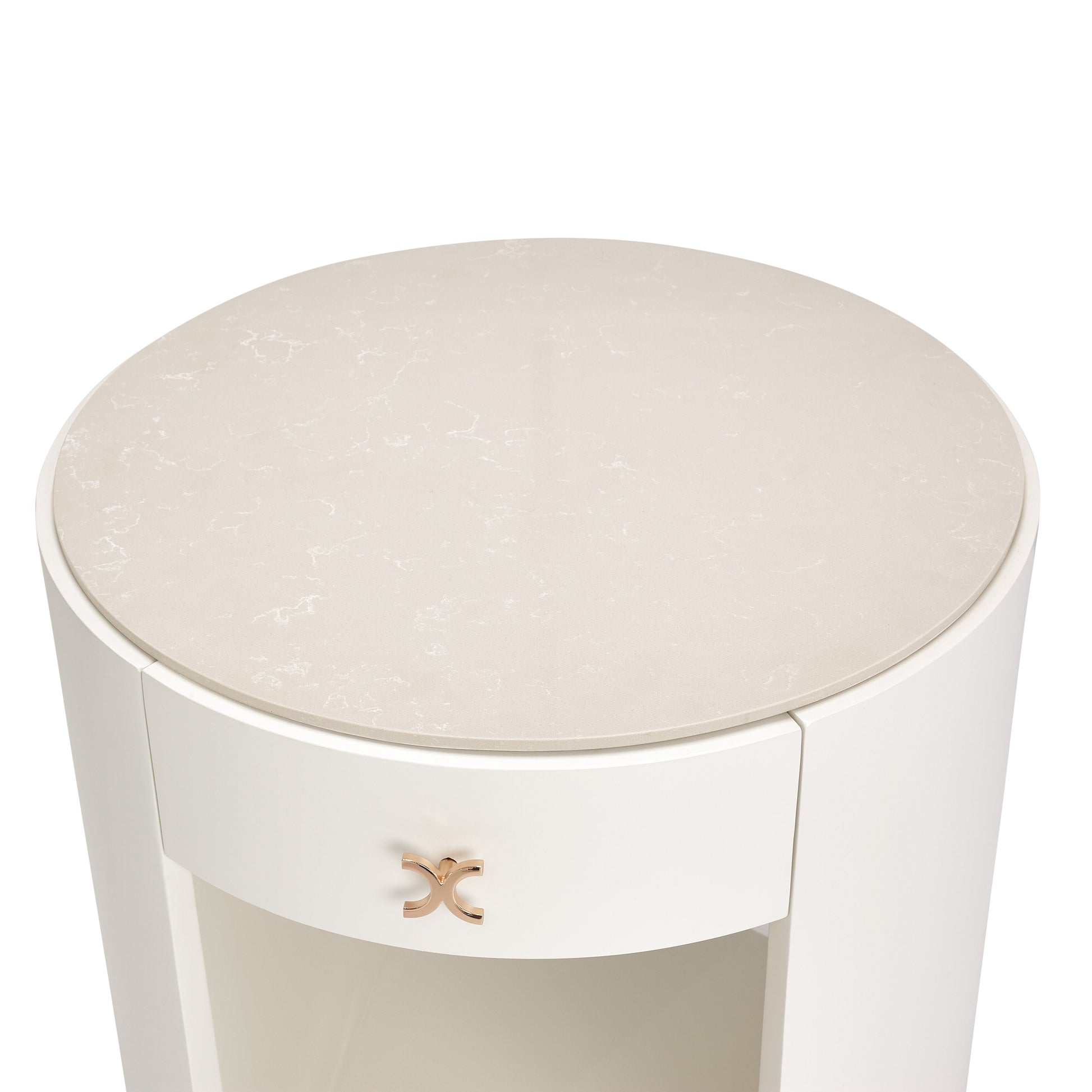 La Rachelle Medium Champagne Round End Table - Ornate Home