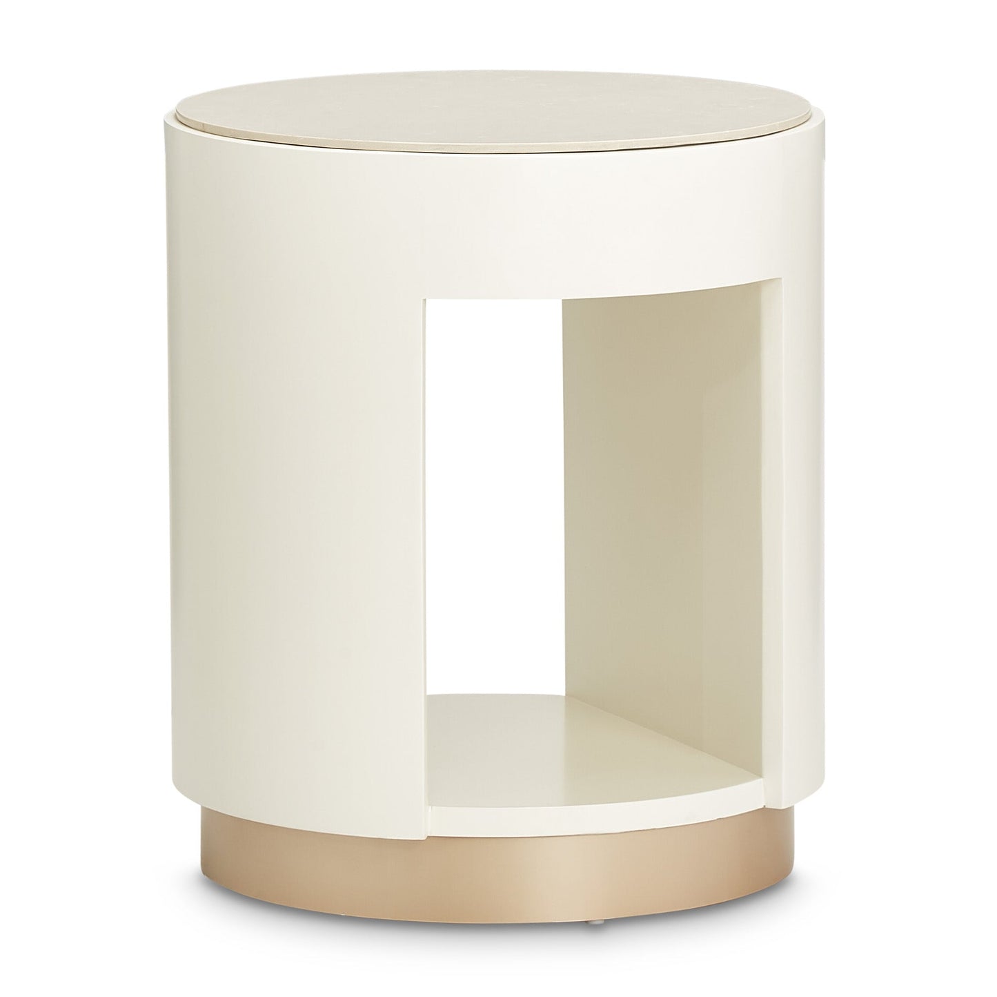 La Rachelle Medium Champagne Round End Table - Ornate Home