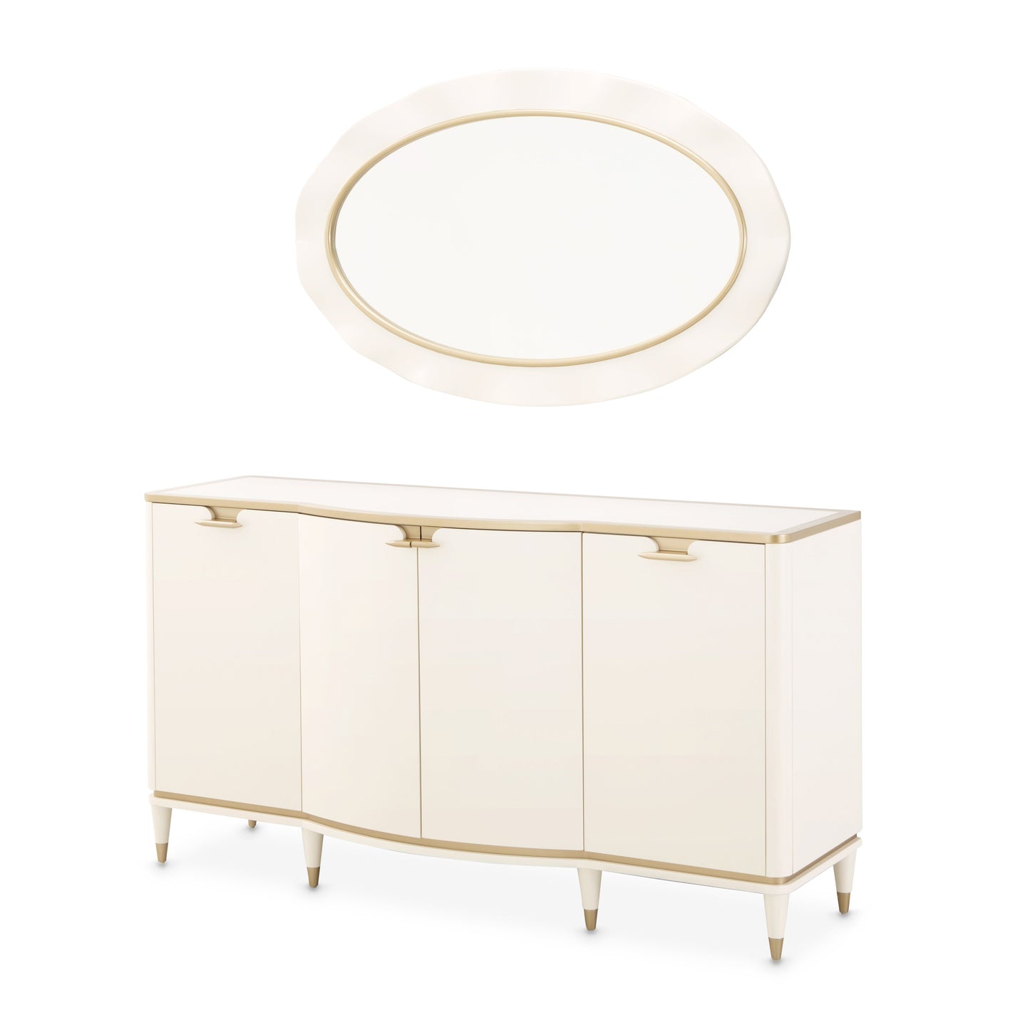 La Terrazza Creamy Pearl Sideboard with Mirror - Ornate Home