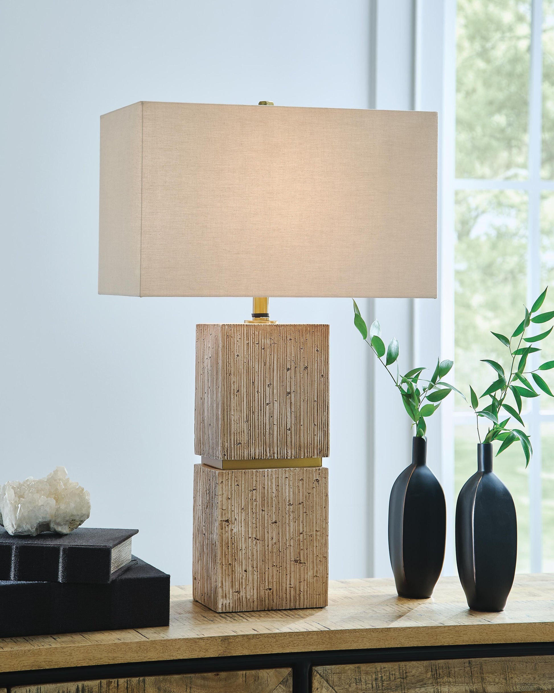 Laddner Beige Table Lamp- Viva Furn