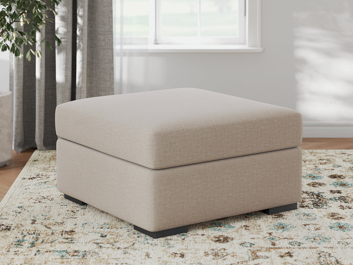 LadyMae Twill Oversized Accent Ottoman- Viva Furn