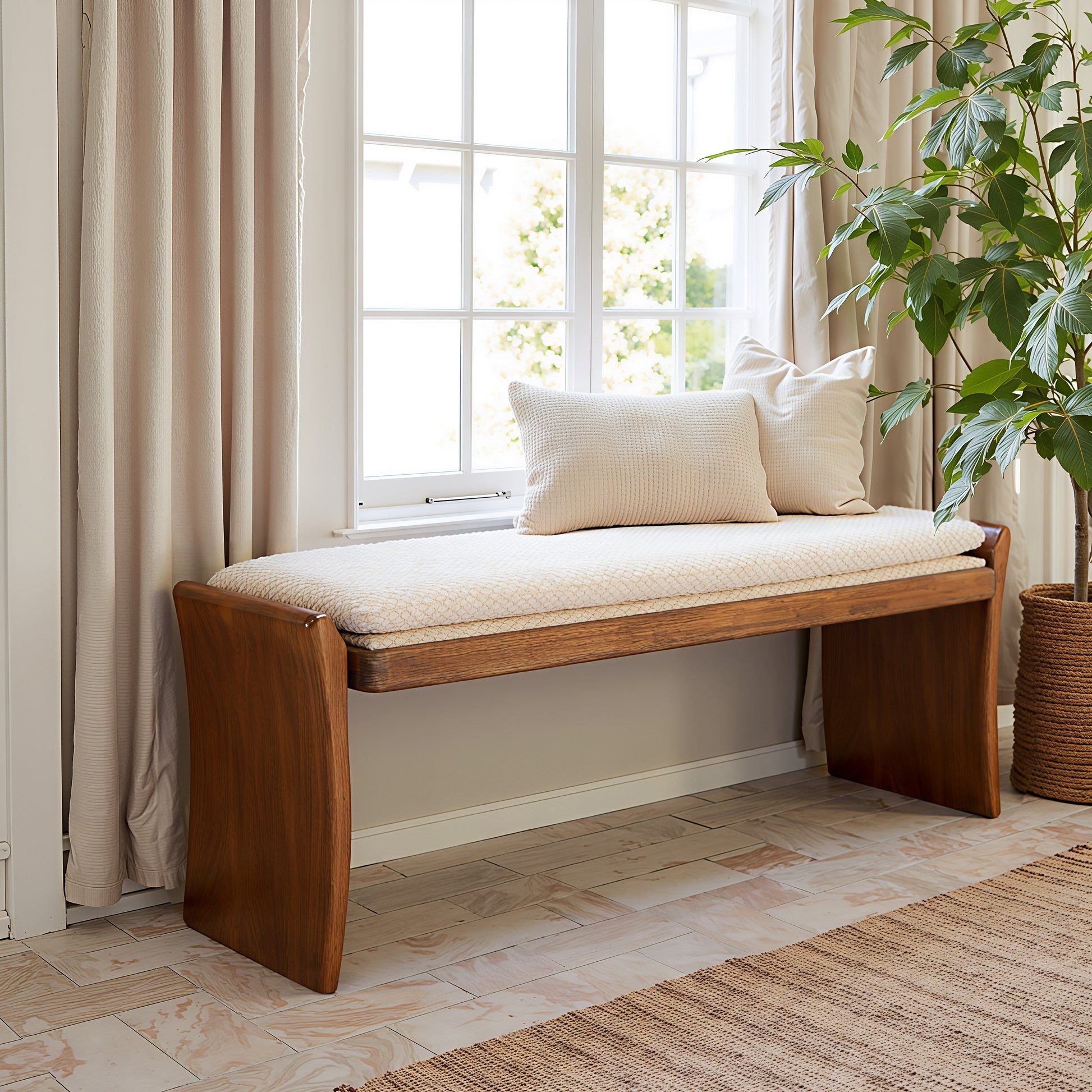 Lafa Beige Bench - Ornate Home