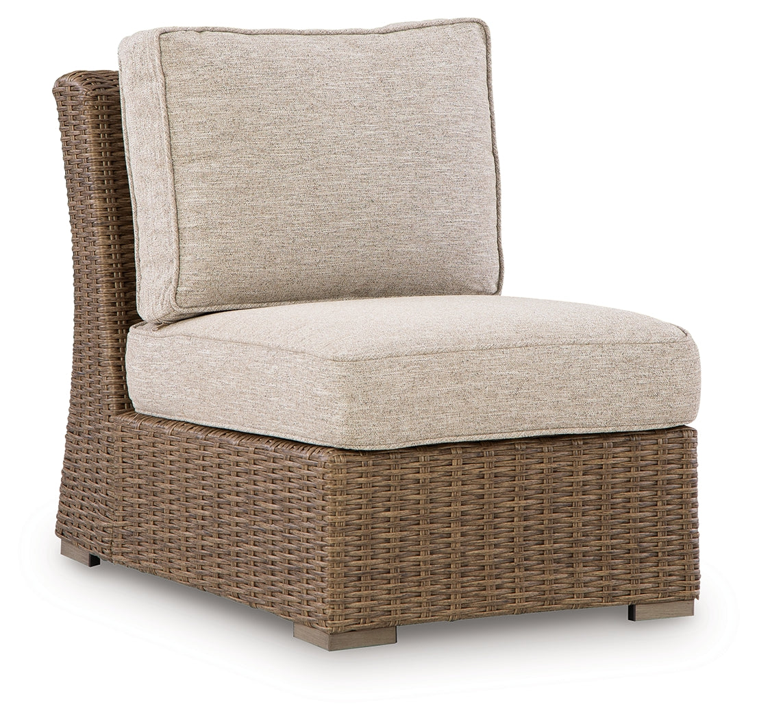 Laguna Heights Beige Outdoor Armless Chair with Cushion- Viva Furn