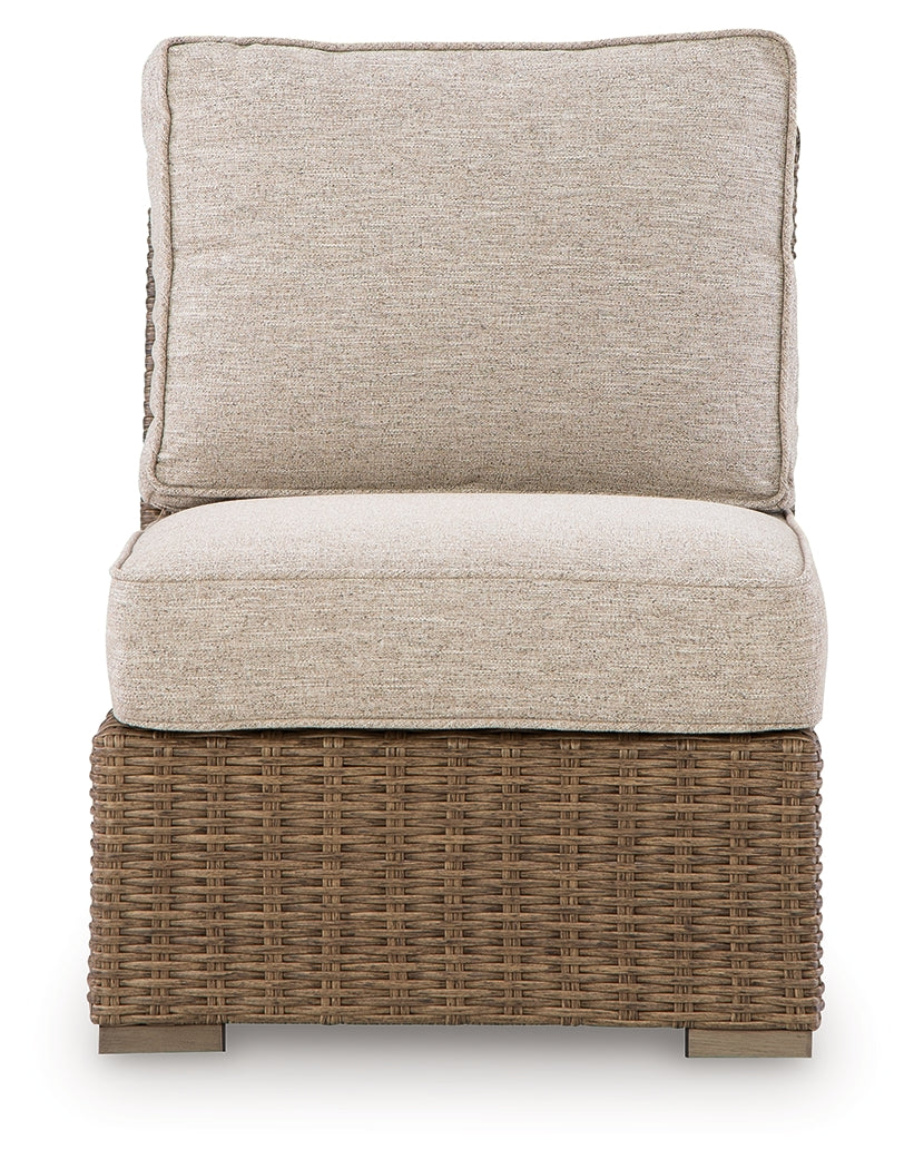 Laguna Heights Beige Outdoor Armless Chair with Cushion- Viva Furn