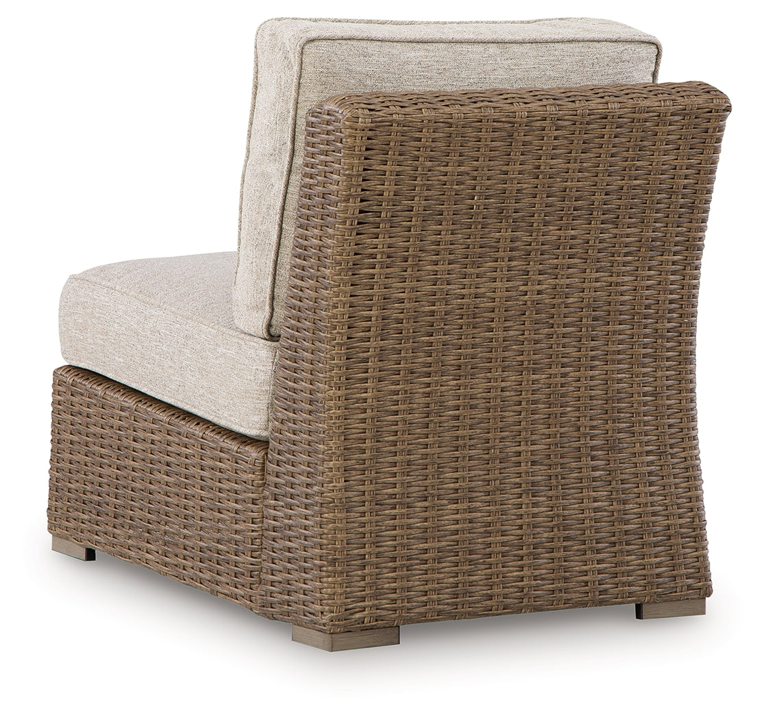 Laguna Heights Beige Outdoor Armless Chair with Cushion- Viva Furn