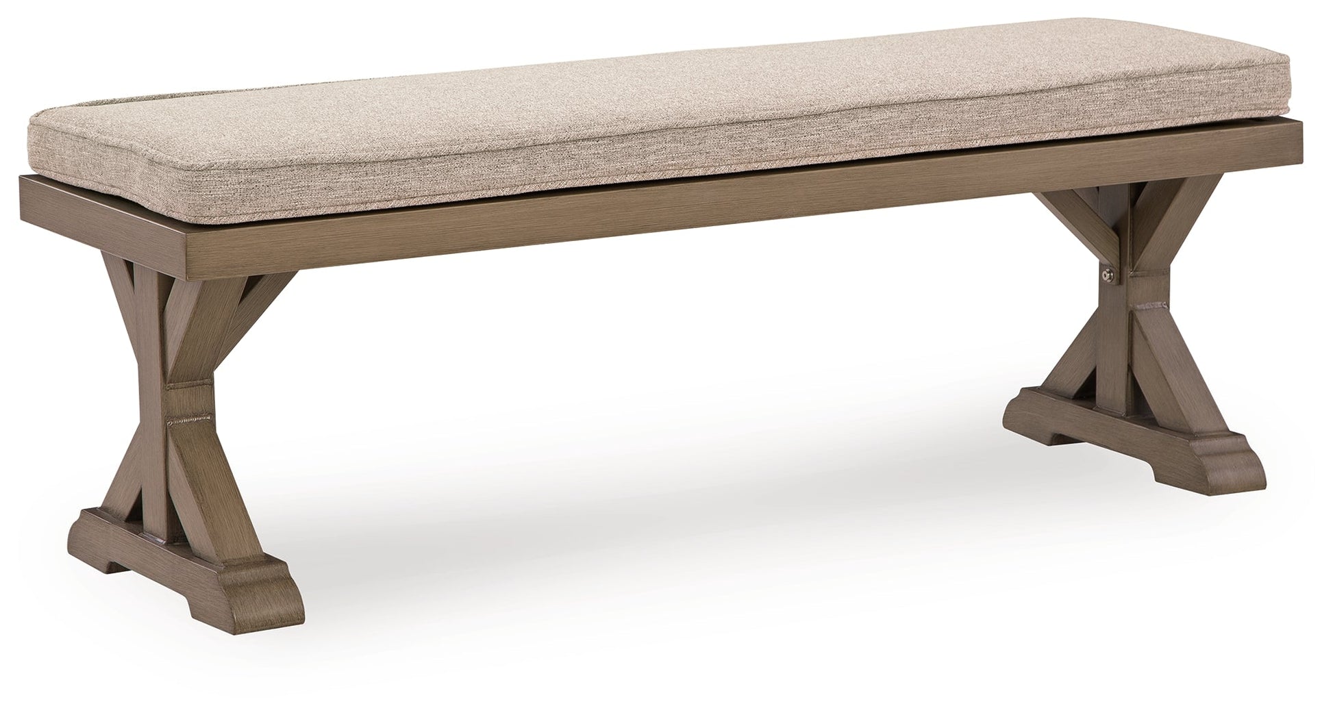 Laguna Heights Beige Outdoor Bench with Cushion- Viva Furn