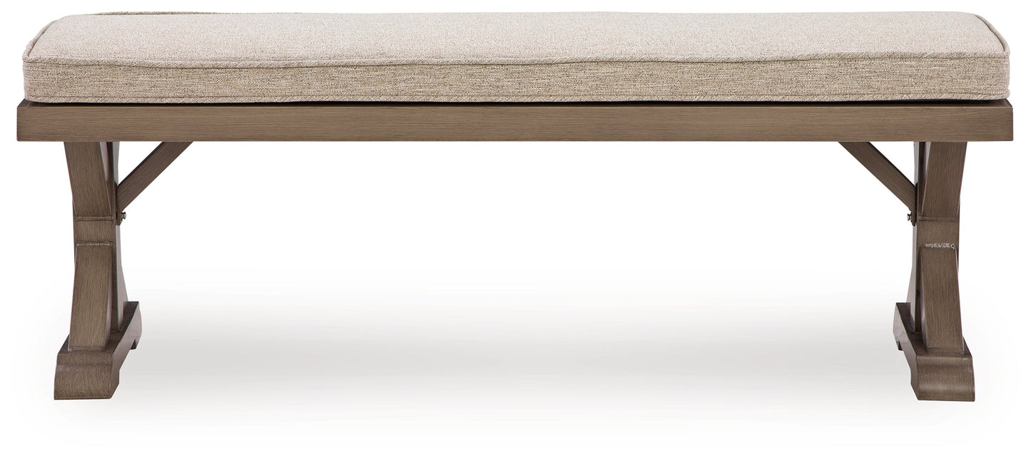 Laguna Heights Beige Outdoor Bench with Cushion- Viva Furn