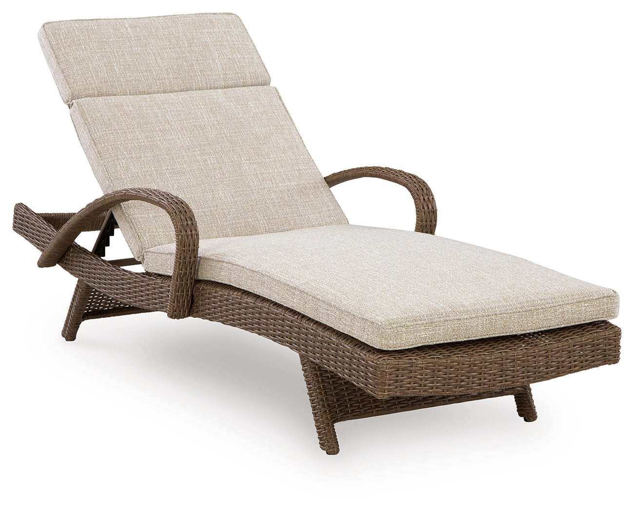Laguna Heights Beige Outdoor Chaise Lounge with Cushion- Viva Furn