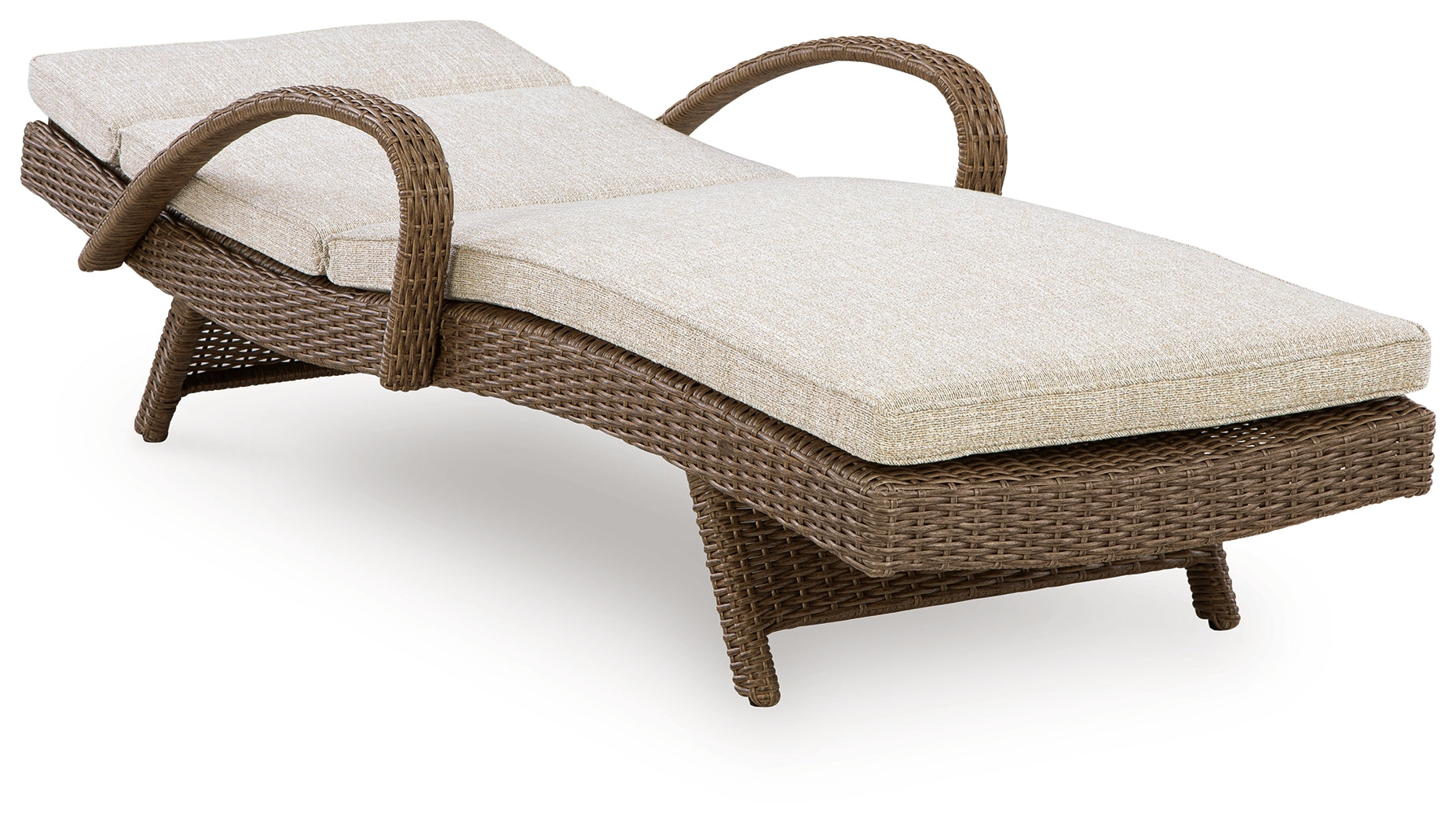 Laguna Heights Beige Outdoor Chaise Lounge with Cushion- Viva Furn