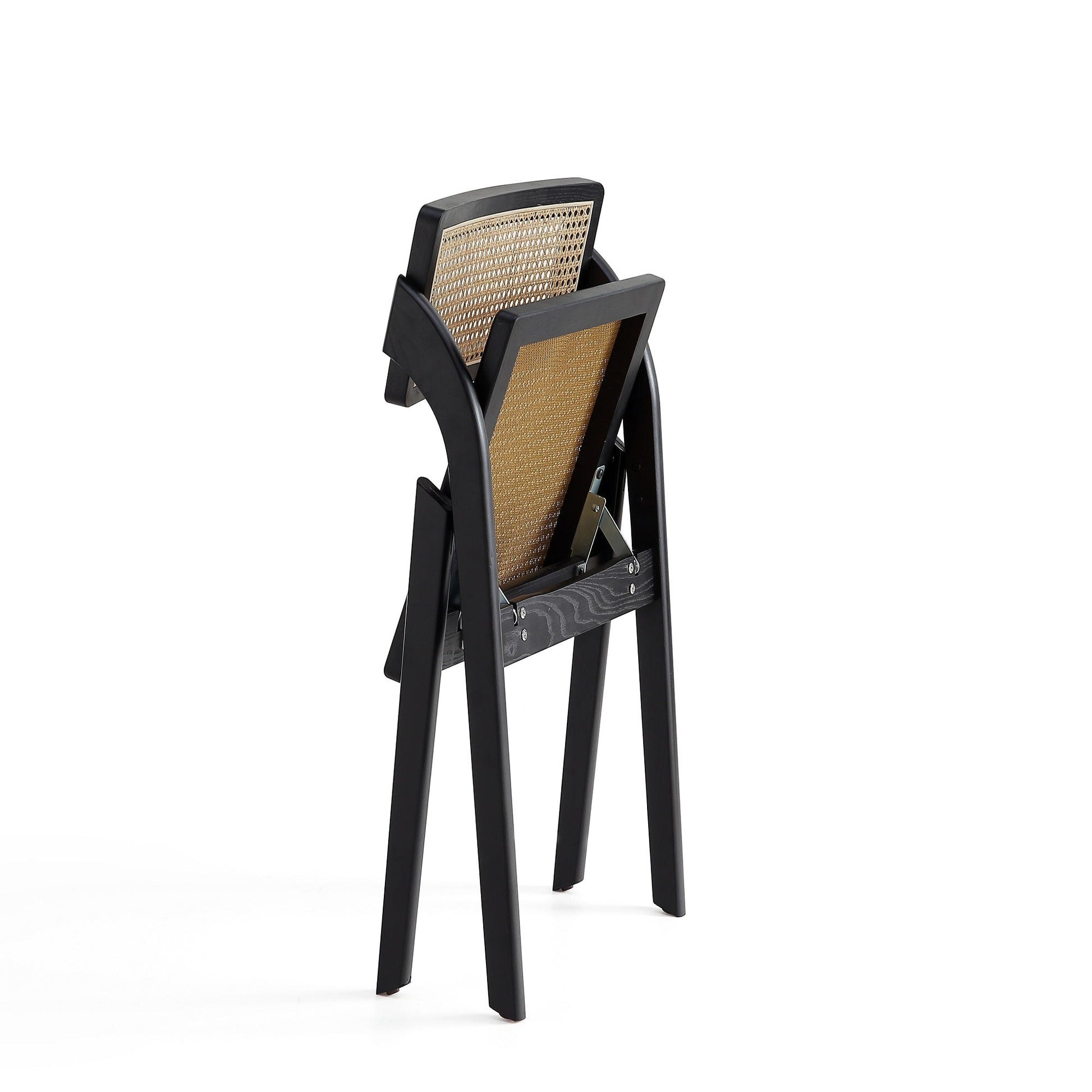 Lambinet Folding Dining Chair in Black and Natural Cane (set of 2) - Ornate Home