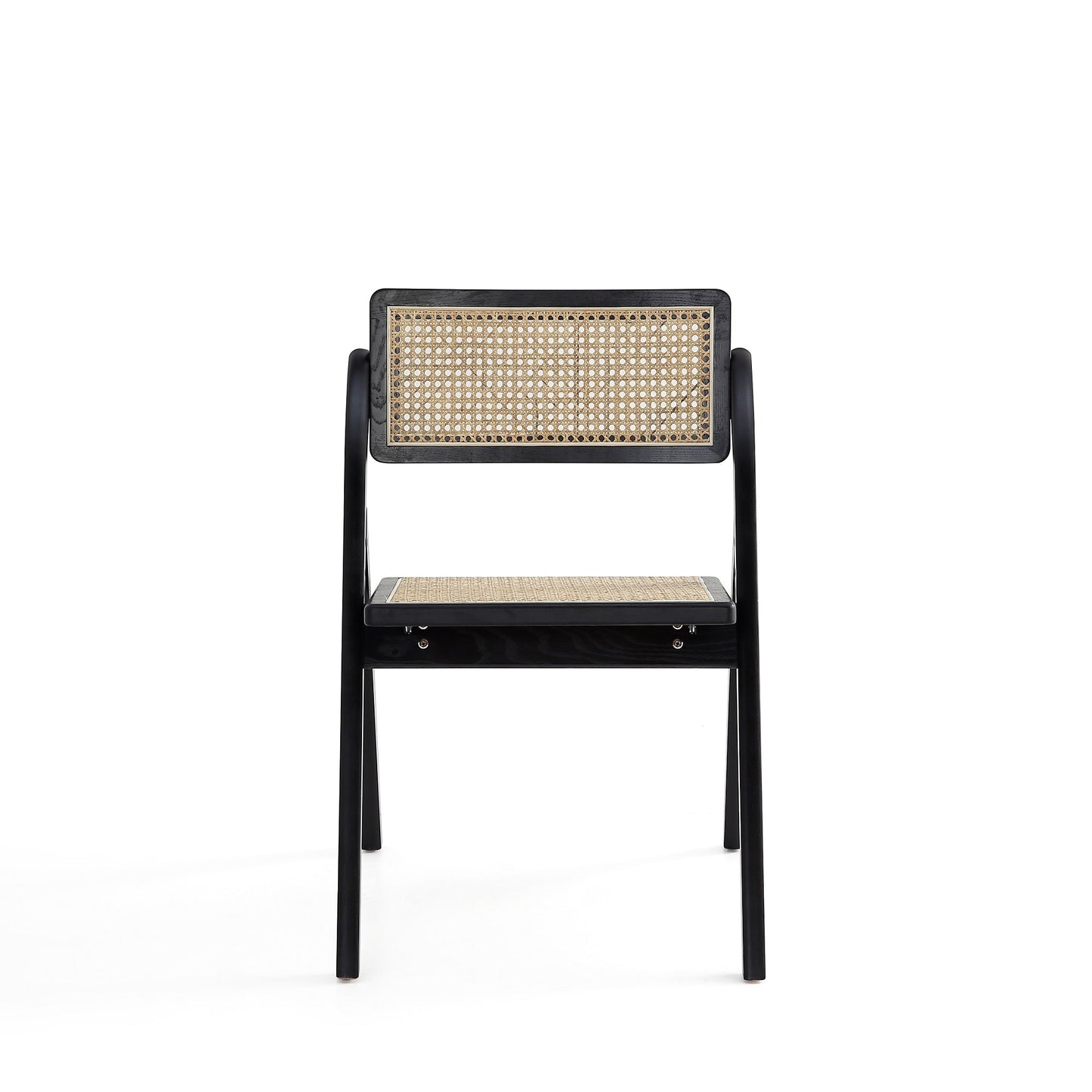 Lambinet Folding Dining Chair in Black and Natural Cane (set of 2) - Ornate Home