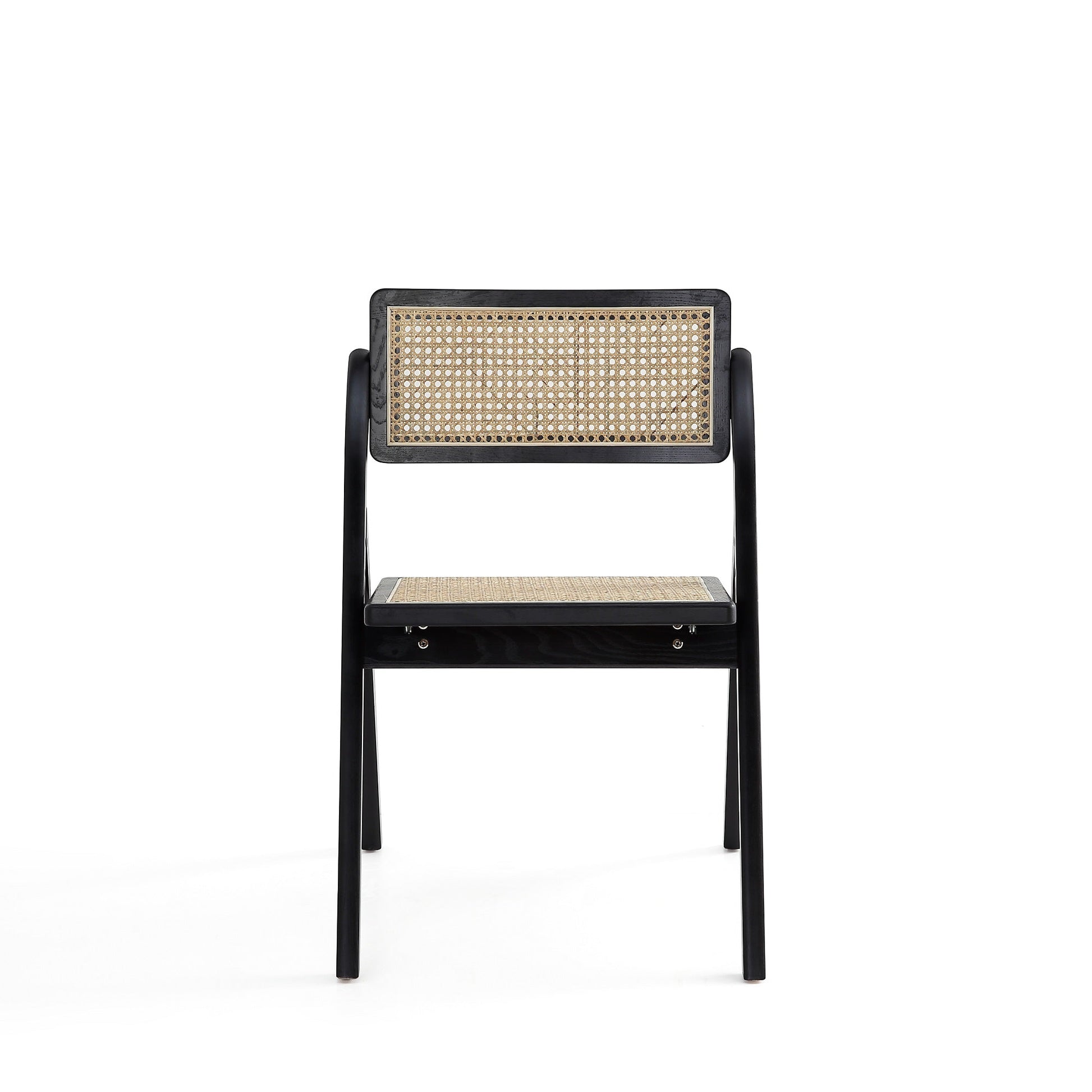 Lambinet Folding Dining Chair in Black and Natural Cane (set of 2) - Ornate Home