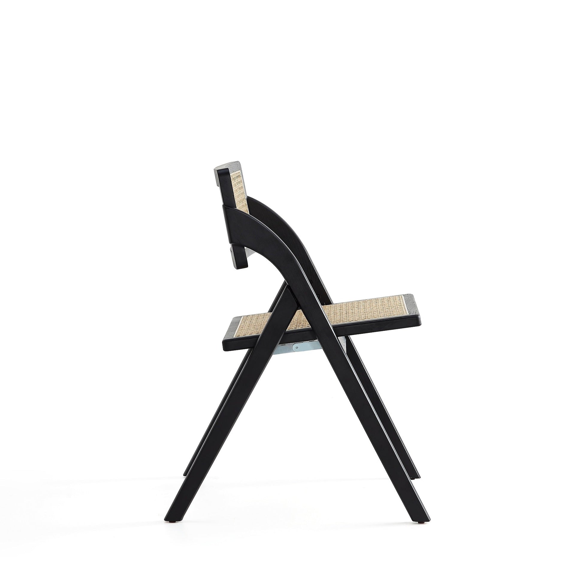 Lambinet Folding Dining Chair in Black and Natural Cane (set of 2) - Ornate Home