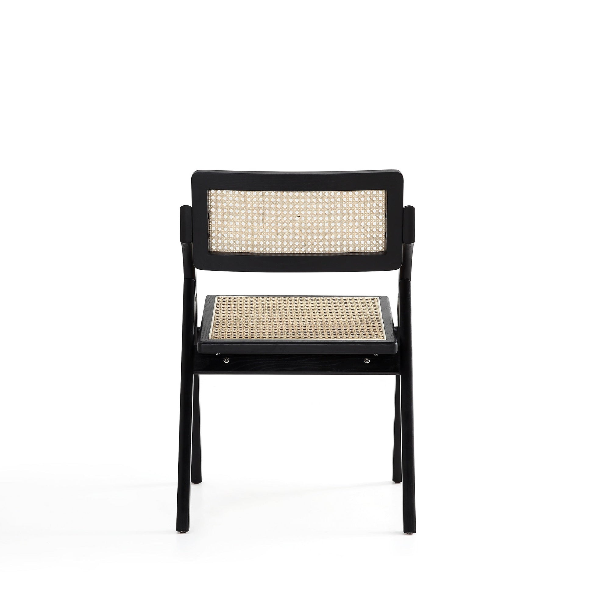 Lambinet Folding Dining Chair in Black and Natural Cane (set of 2) - Ornate Home